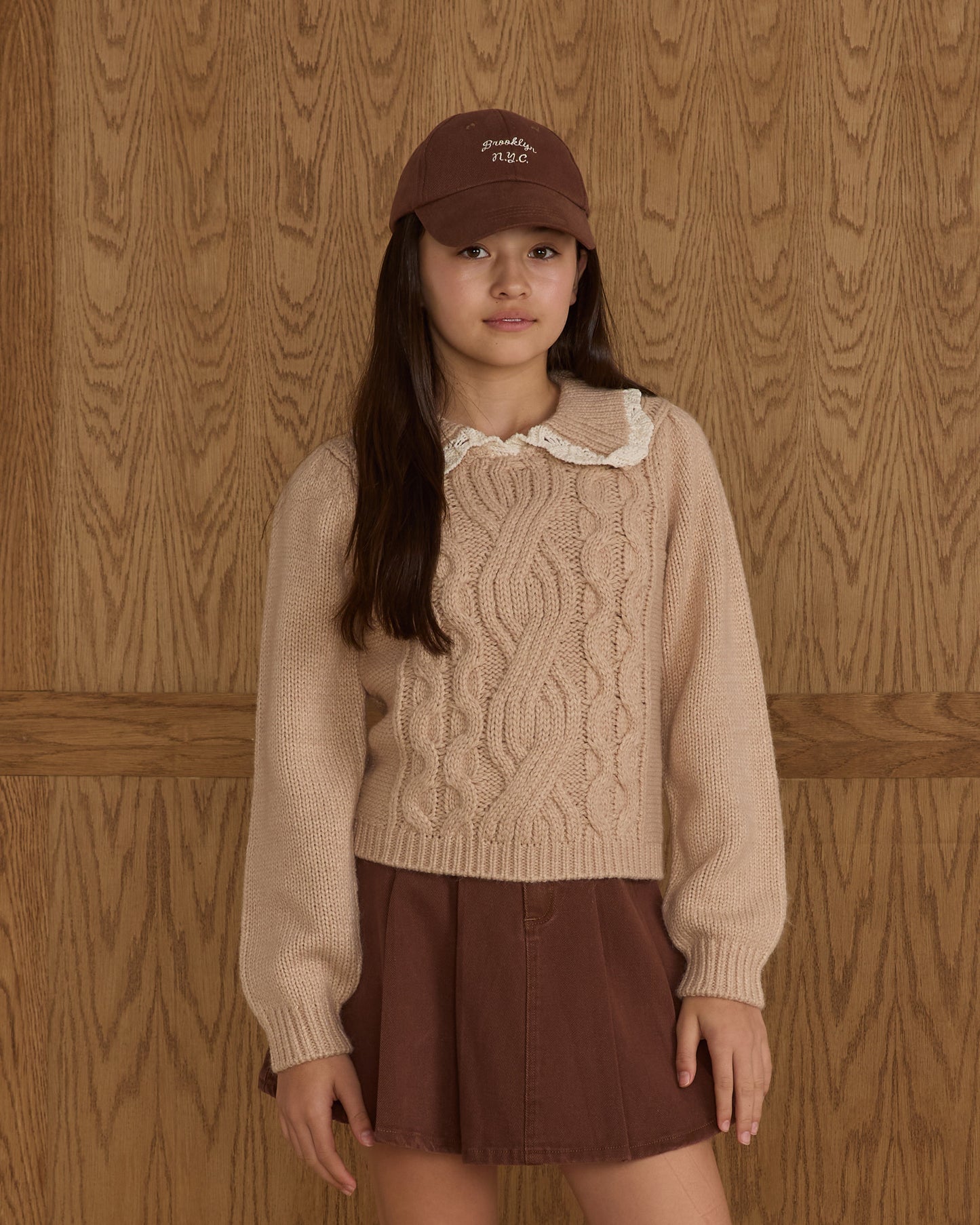 Pleated Denim Skirt || Washed Brown - Rylee + Cru | Kids Clothes | Trendy Baby Clothes | Modern Infant Outfits |