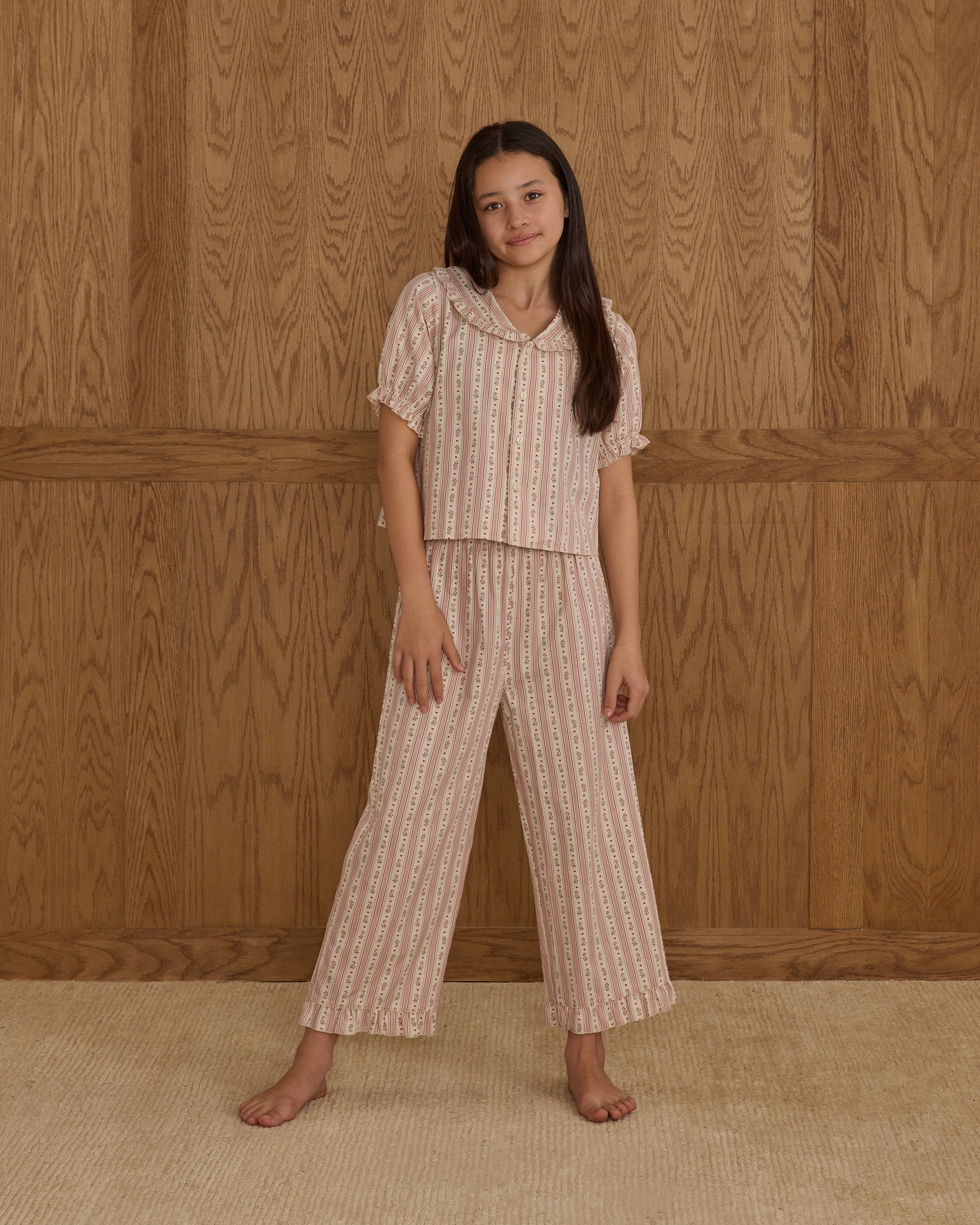 Ruffle Pajamas || Candy Cane Stripe - Rylee + Cru | Kids Clothes | Trendy Baby Clothes | Modern Infant Outfits |