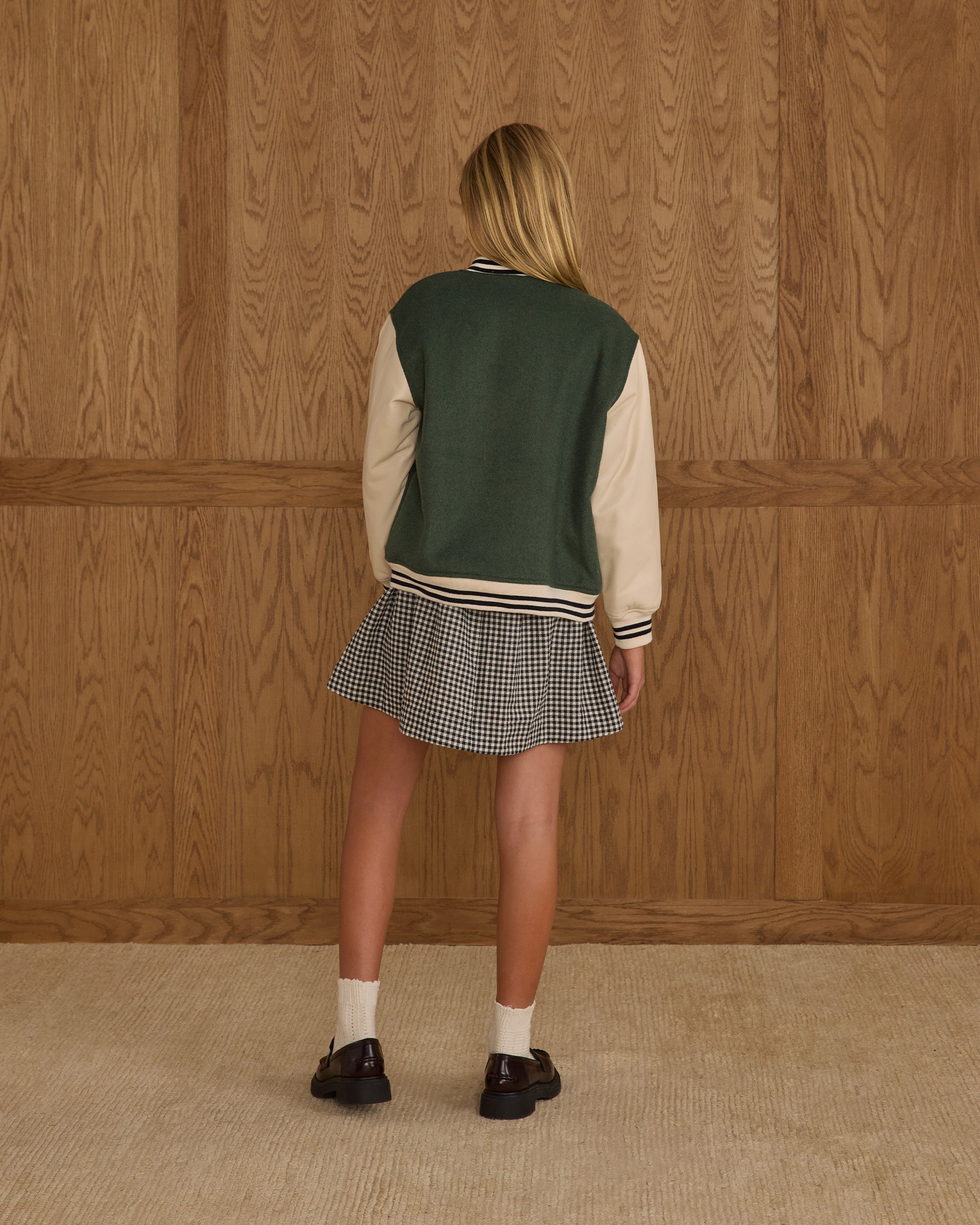 Varsity Jacket || Green - Rylee + Cru | Kids Clothes | Trendy Baby Clothes | Modern Infant Outfits |