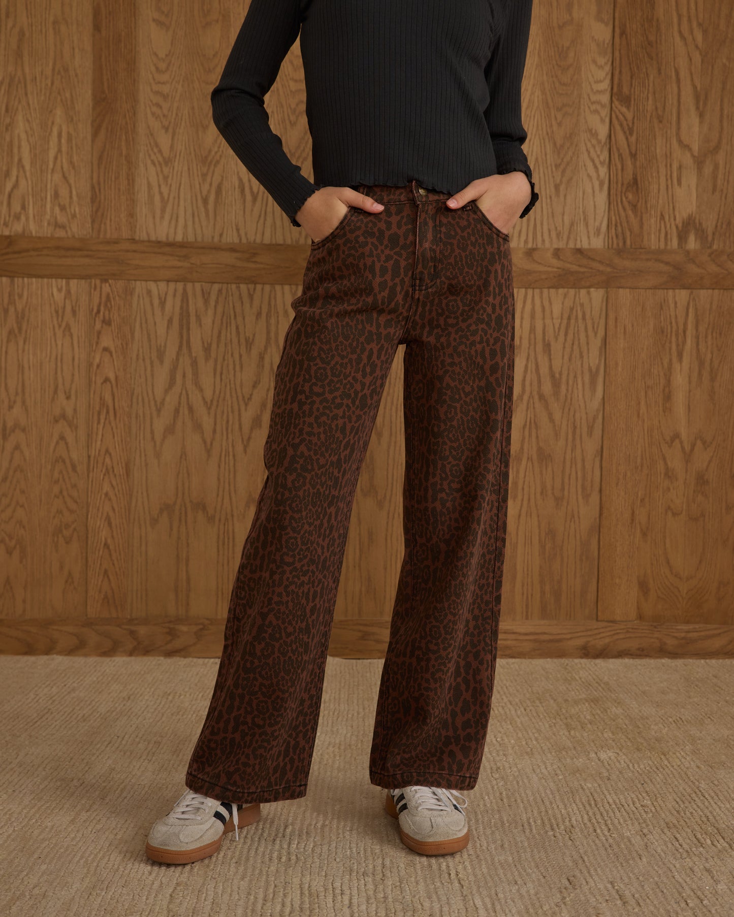 Baggy Wide Leg Denim || Leopard - Rylee + Cru | Kids Clothes | Trendy Baby Clothes | Modern Infant Outfits |