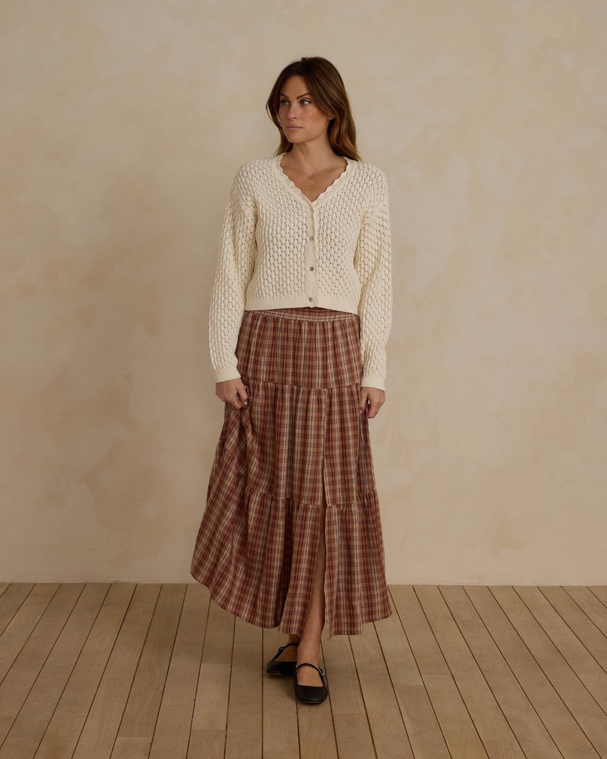 Tiered Midi Skirt | Autumn Plaid