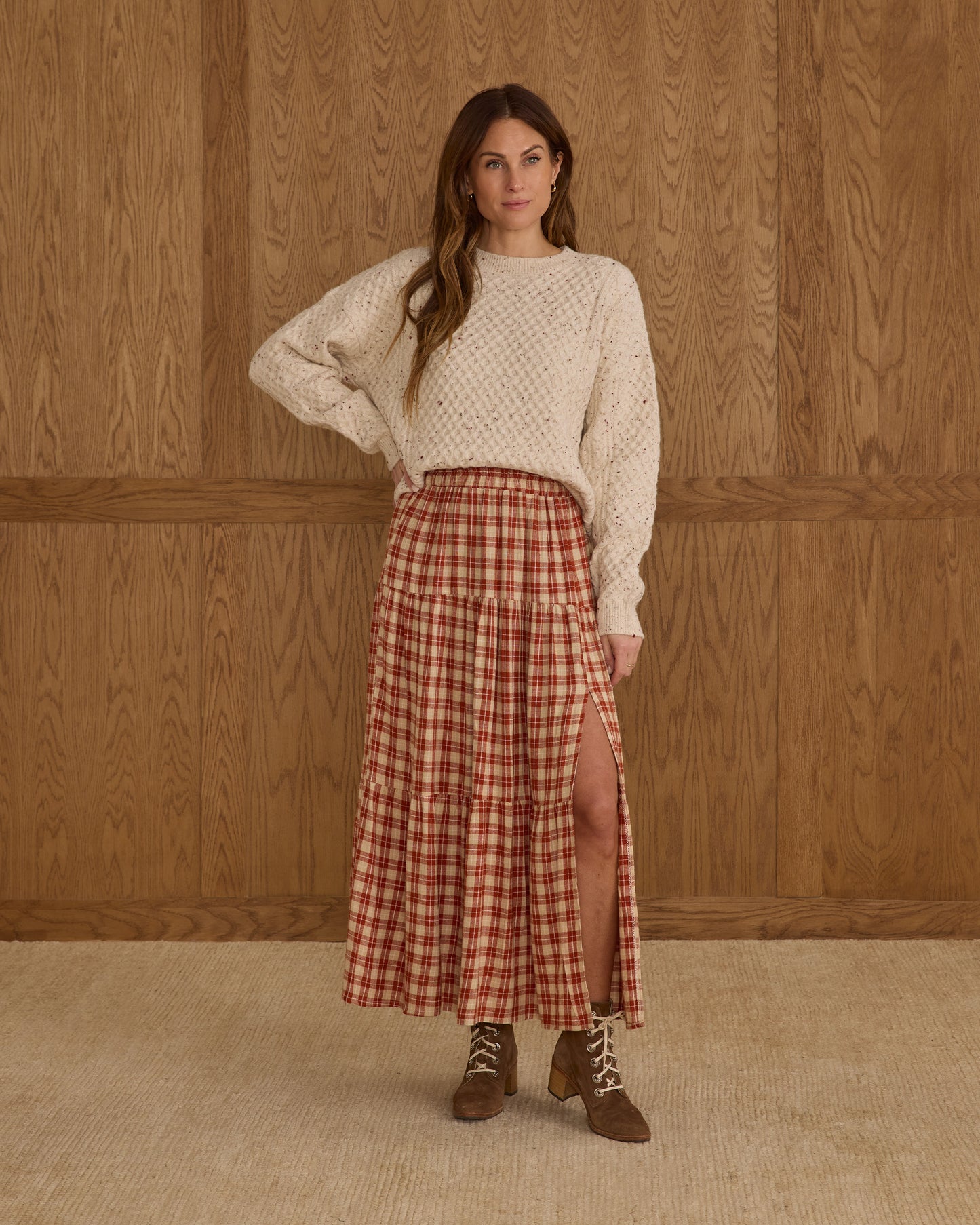 Tiered Midi Skirt | Red Plaid - Rylee + Cru | Kids Clothes | Trendy Baby Clothes | Modern Infant Outfits |