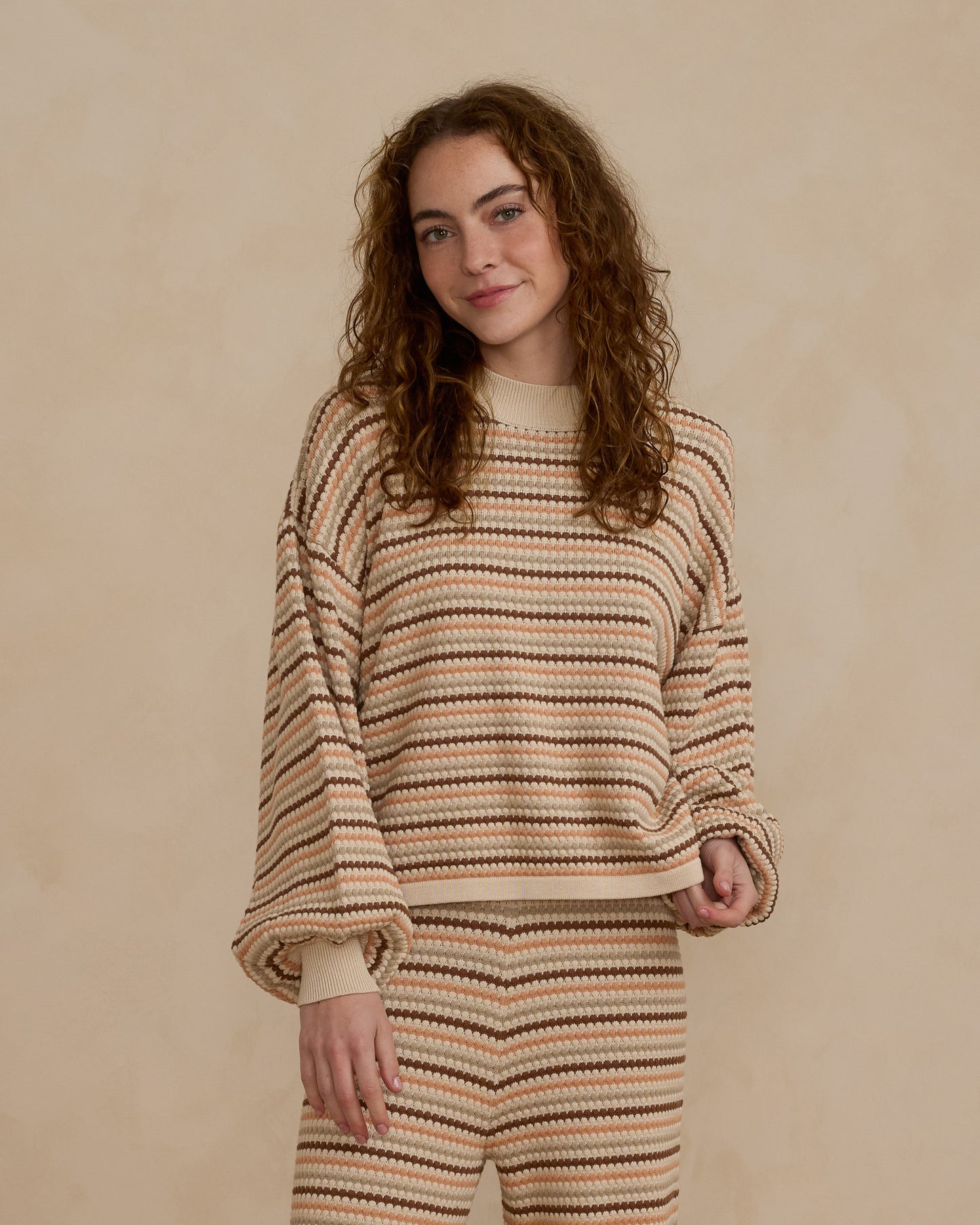 Boxy Crop Sweater | Honeycomb Stripe