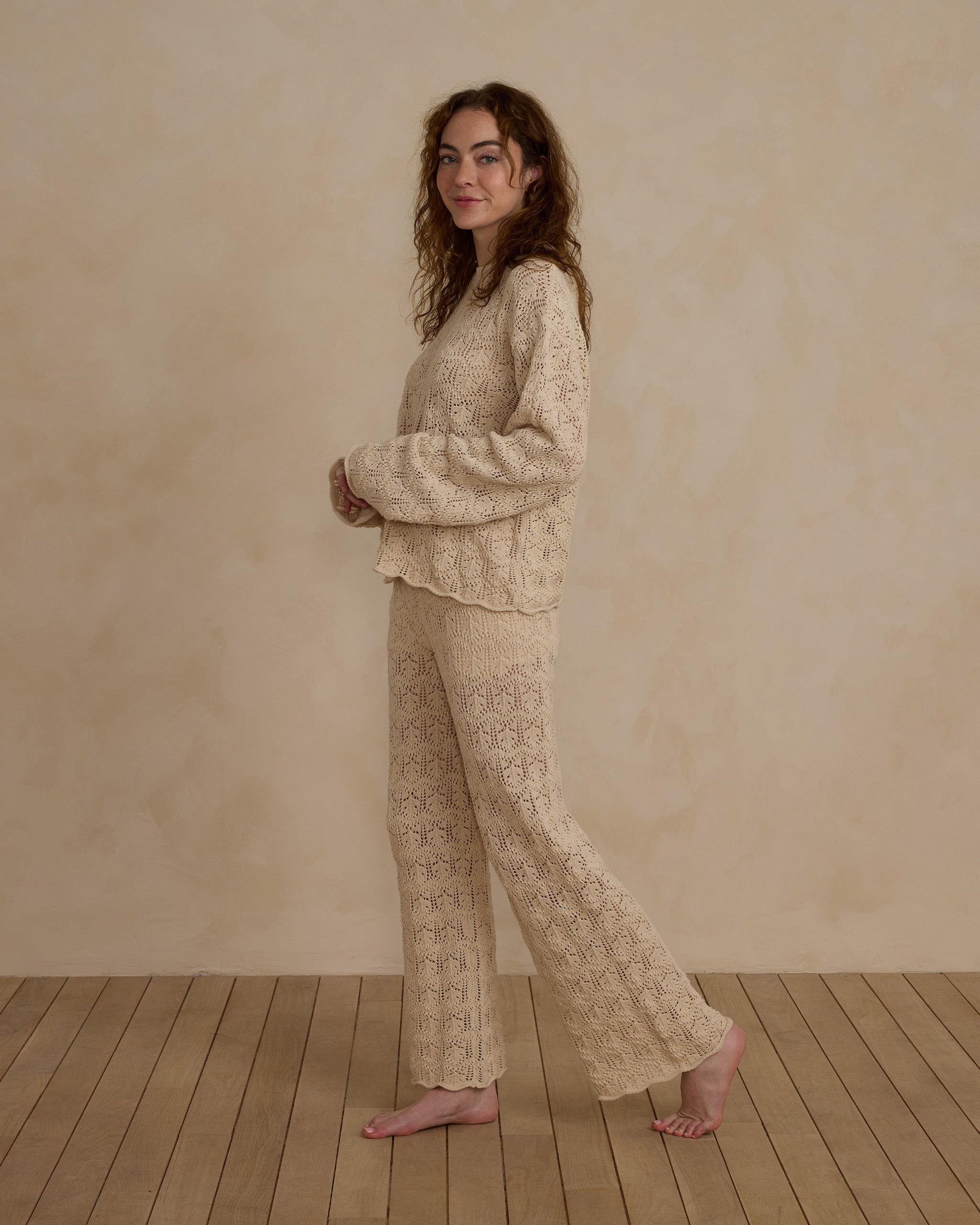 Crochet Knit Pullover | Natural