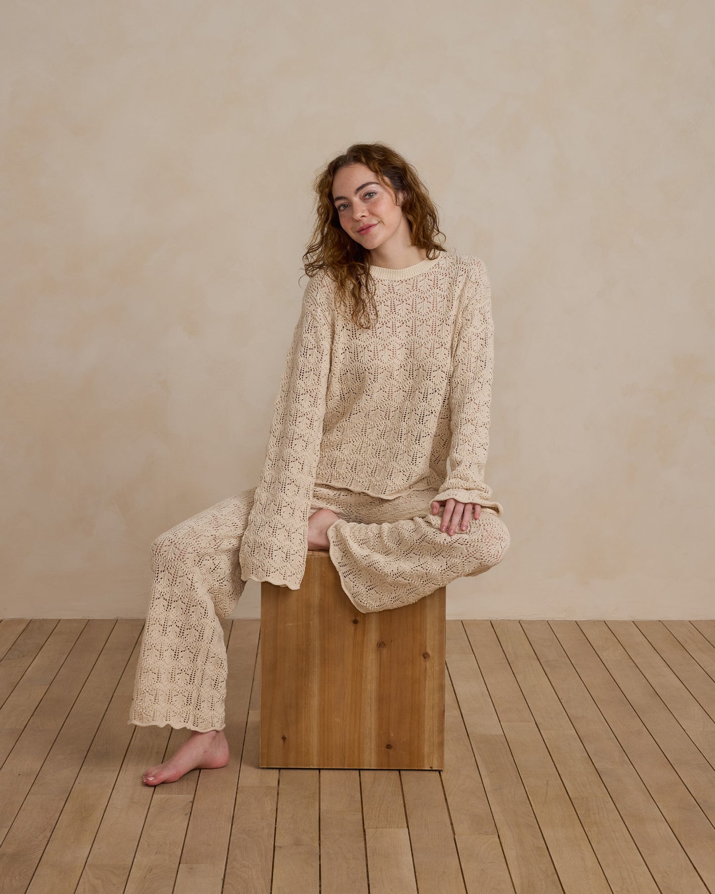 Crochet Knit Pant | Natural