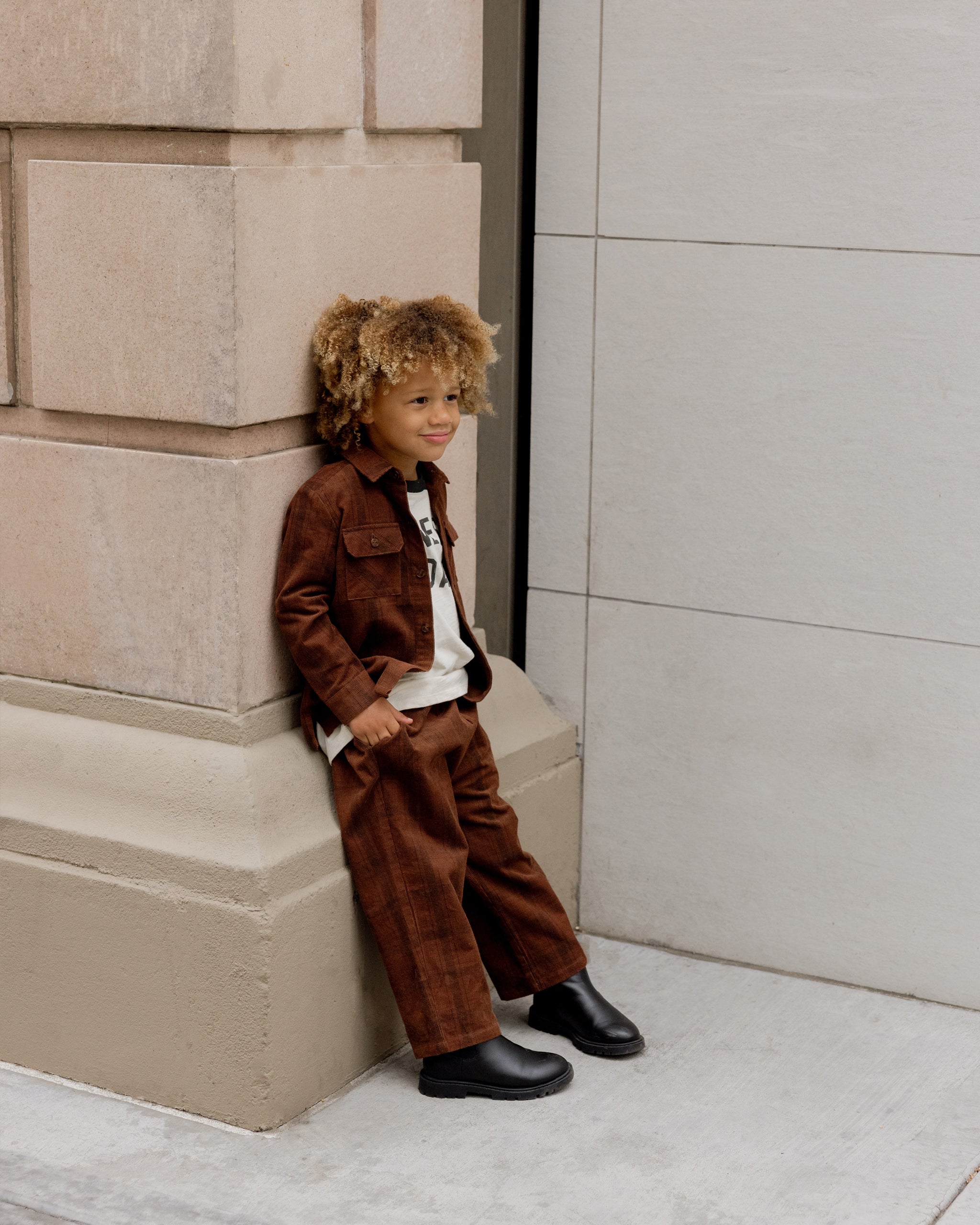 Corduroy Baggy Pant || Brown Plaid - Rylee + Cru | Kids Clothes | Trendy Baby Clothes | Modern Infant Outfits |