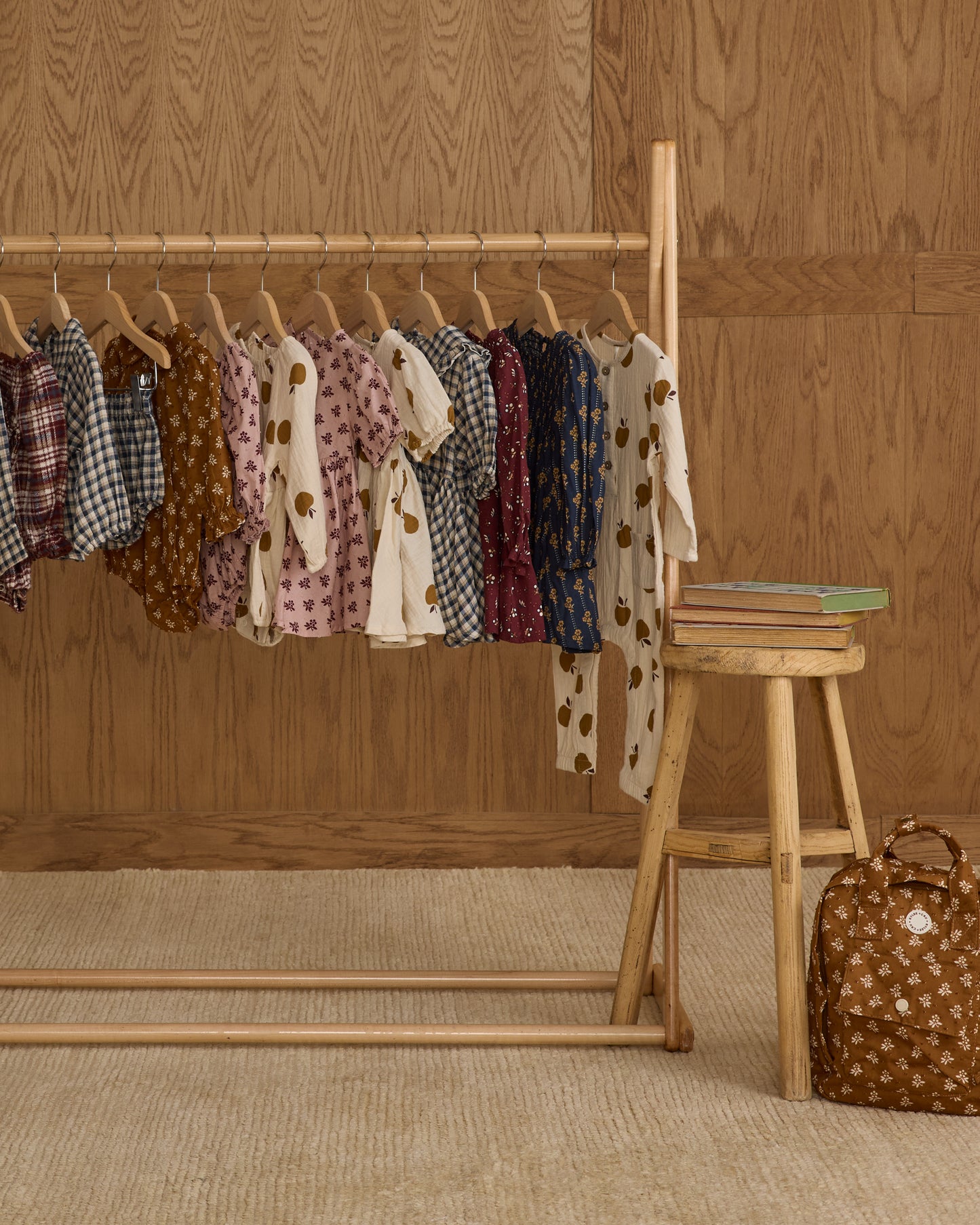 Long Sleeve Woven Jumpsuit || Golden Apples - Rylee + Cru | Kids Clothes | Trendy Baby Clothes | Modern Infant Outfits |