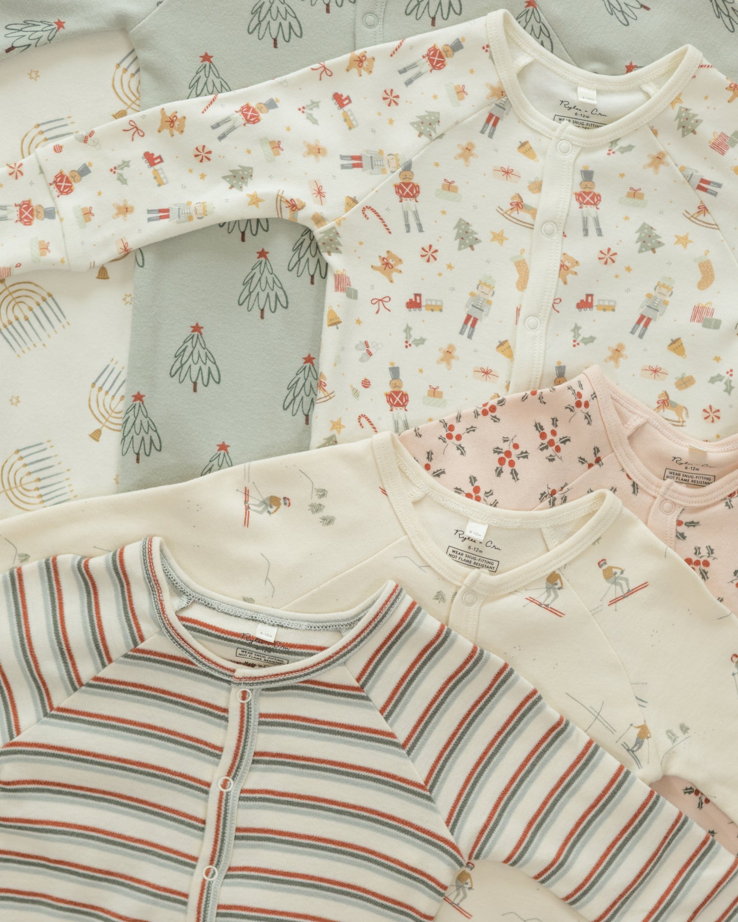 Organic Long John Pajamas || Holiday Stripe - Rylee + Cru | Kids Clothes | Trendy Baby Clothes | Modern Infant Outfits |