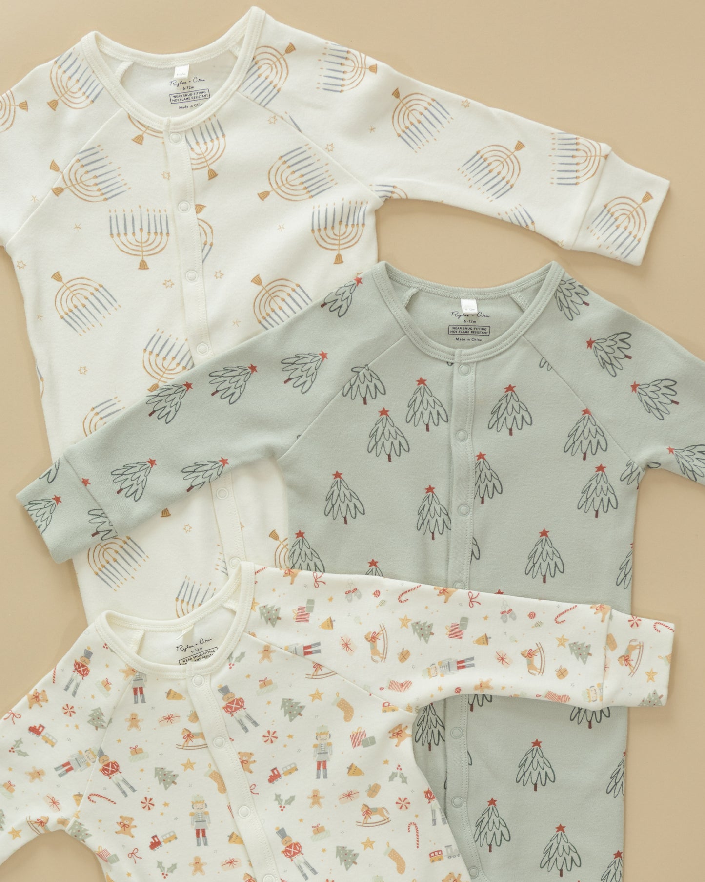 Organic Long John Pajamas || Hanukkah - Rylee + Cru | Kids Clothes | Trendy Baby Clothes | Modern Infant Outfits |