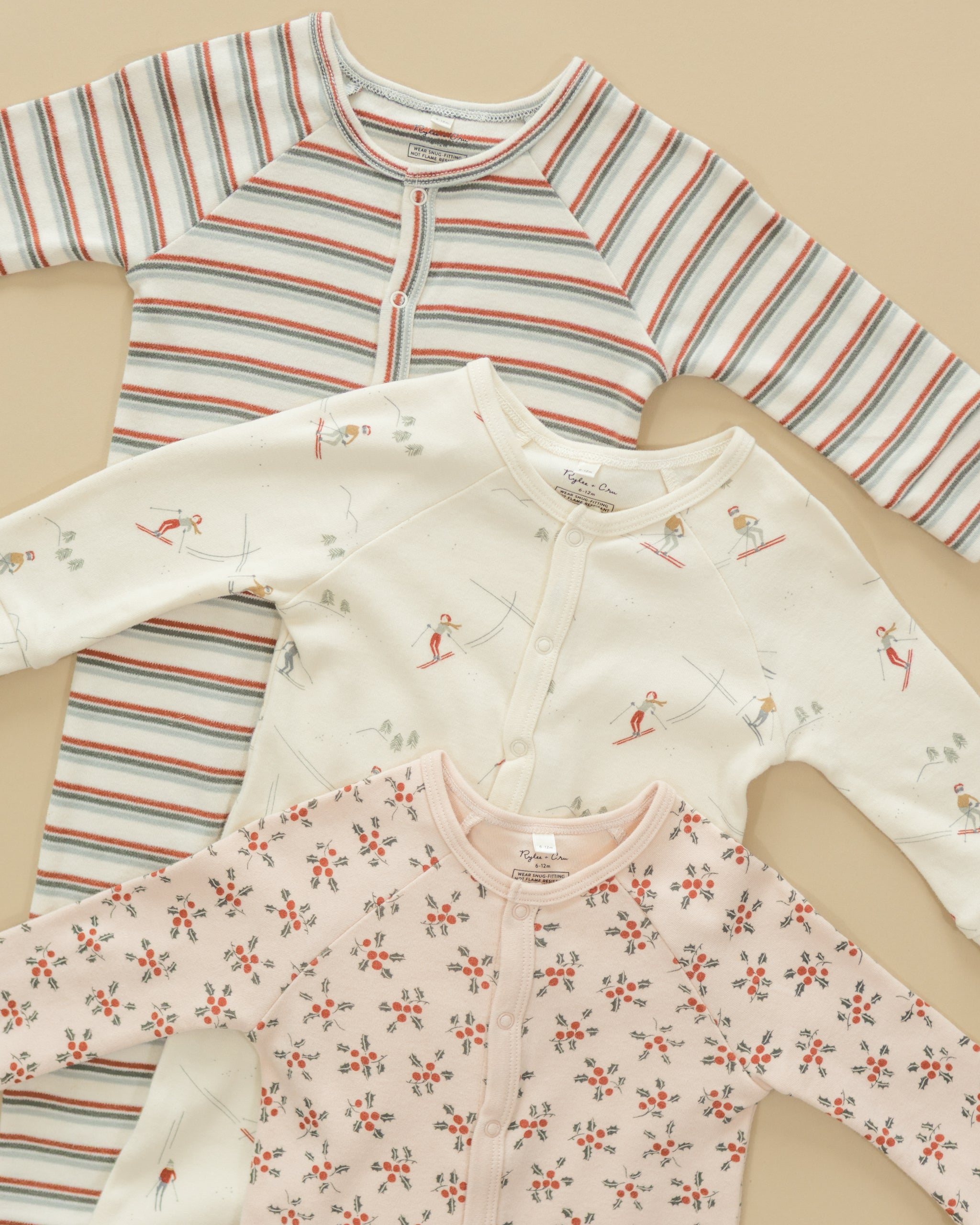 Organic Long John Pajamas || Skiers - Rylee + Cru | Kids Clothes | Trendy Baby Clothes | Modern Infant Outfits |