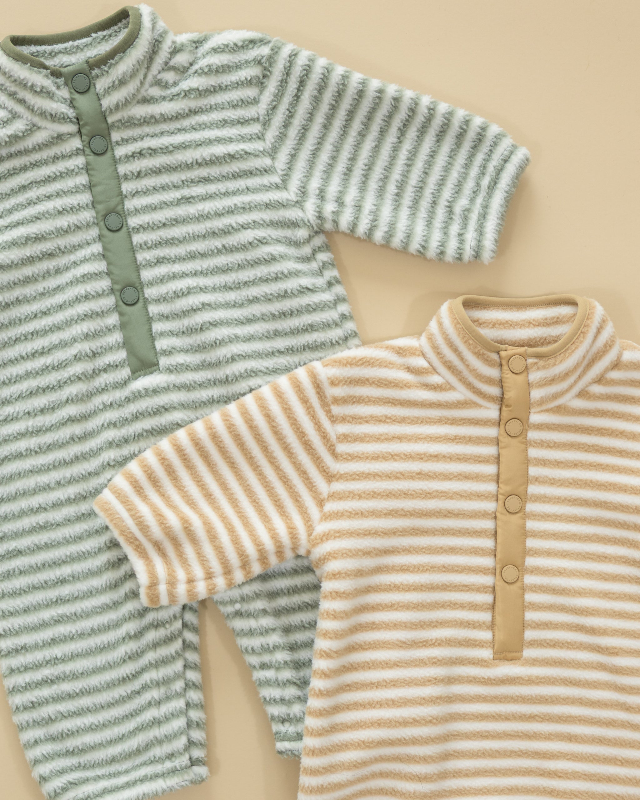 Fuzzy Winter Jumpsuit || Toffee Stripe - Rylee + Cru | Kids Clothes | Trendy Baby Clothes | Modern Infant Outfits |