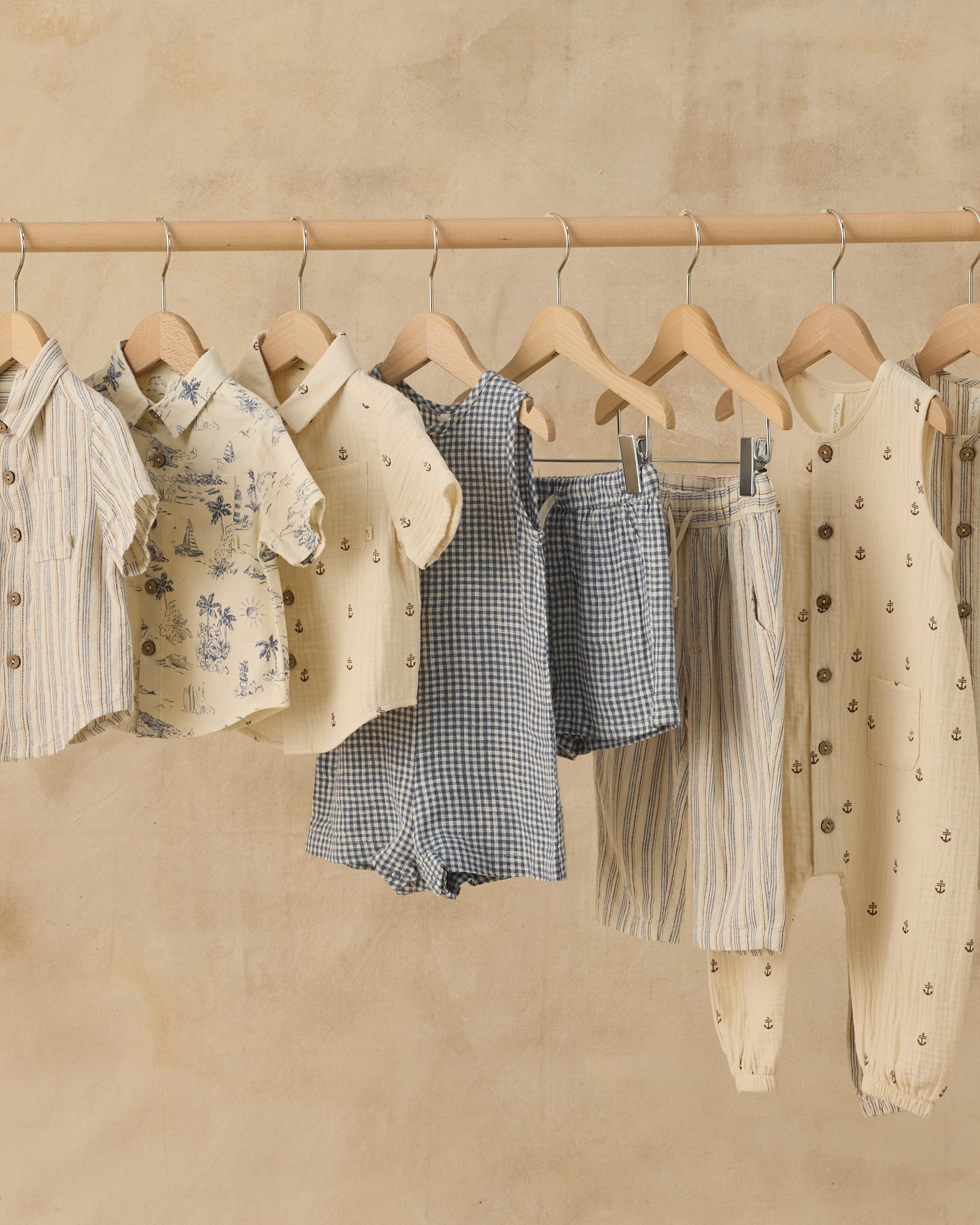 Maverick Romper Marine Gingham – Rylee + Cru