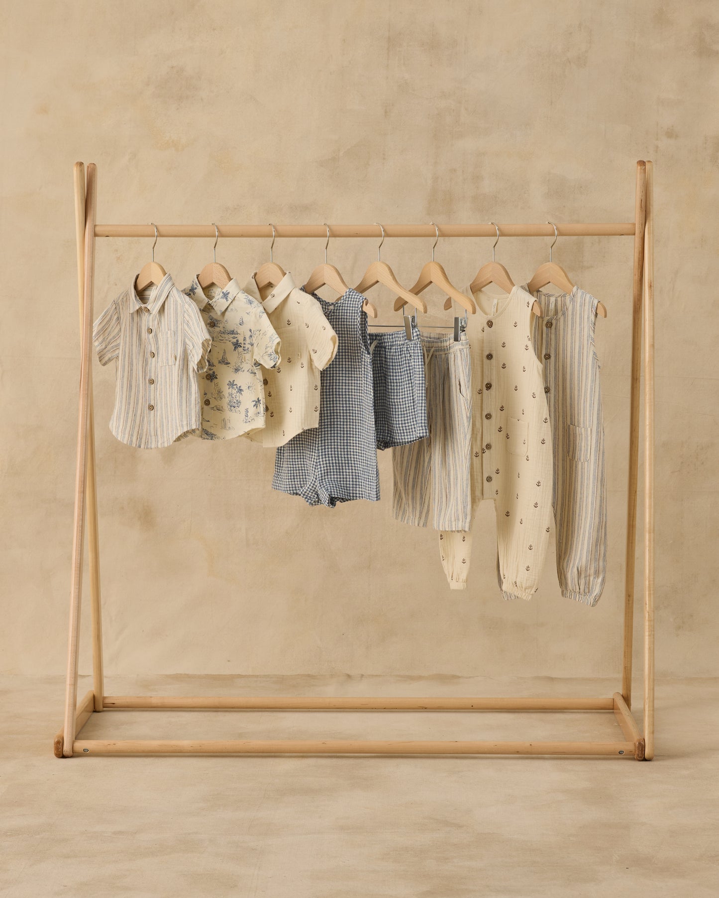 Collared Short Sleeve Shirt Ocean Toile