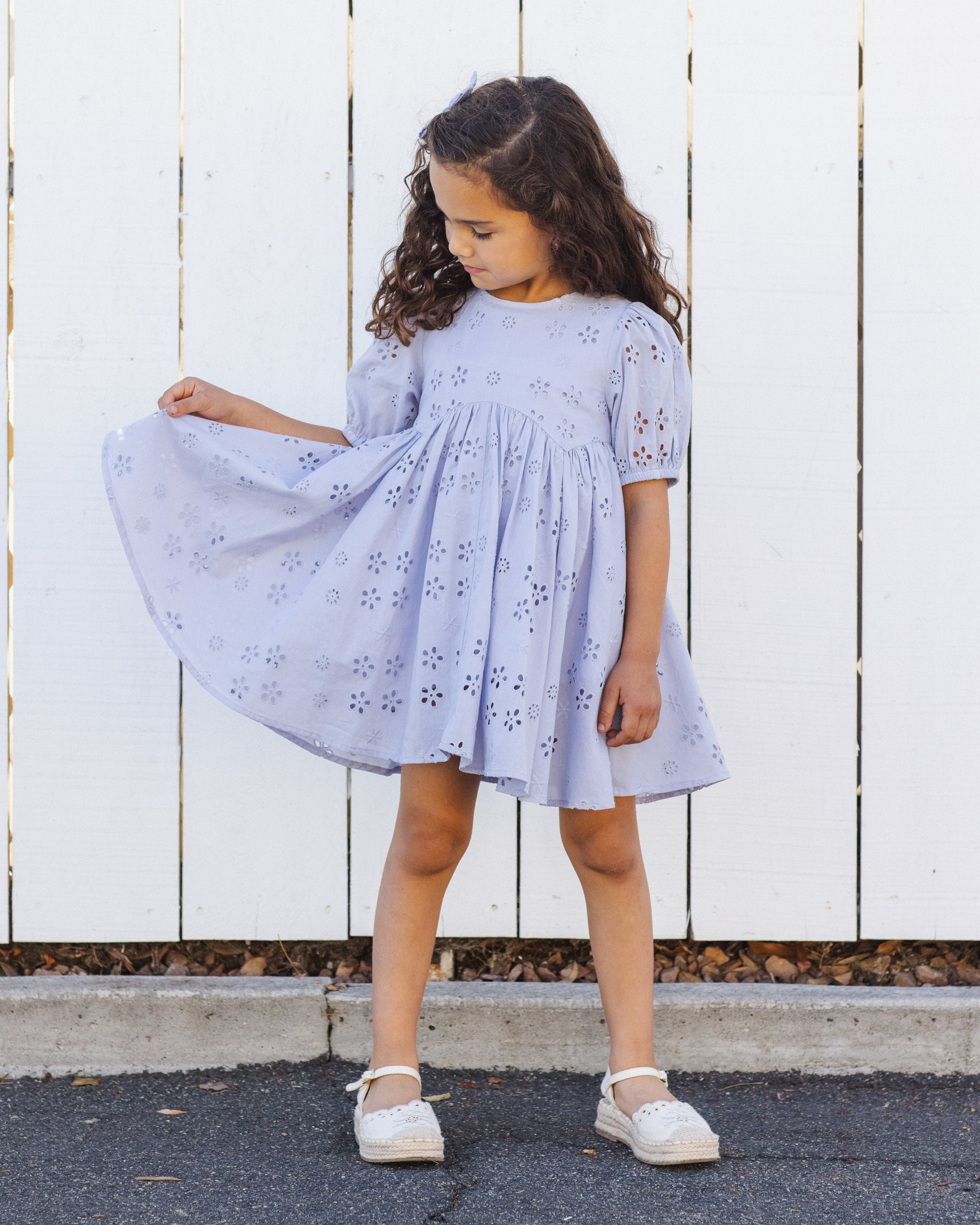 blue dress with roses kids Embellished Glitter Cut-Away Shoulder Kids Dress by Elizabeth K