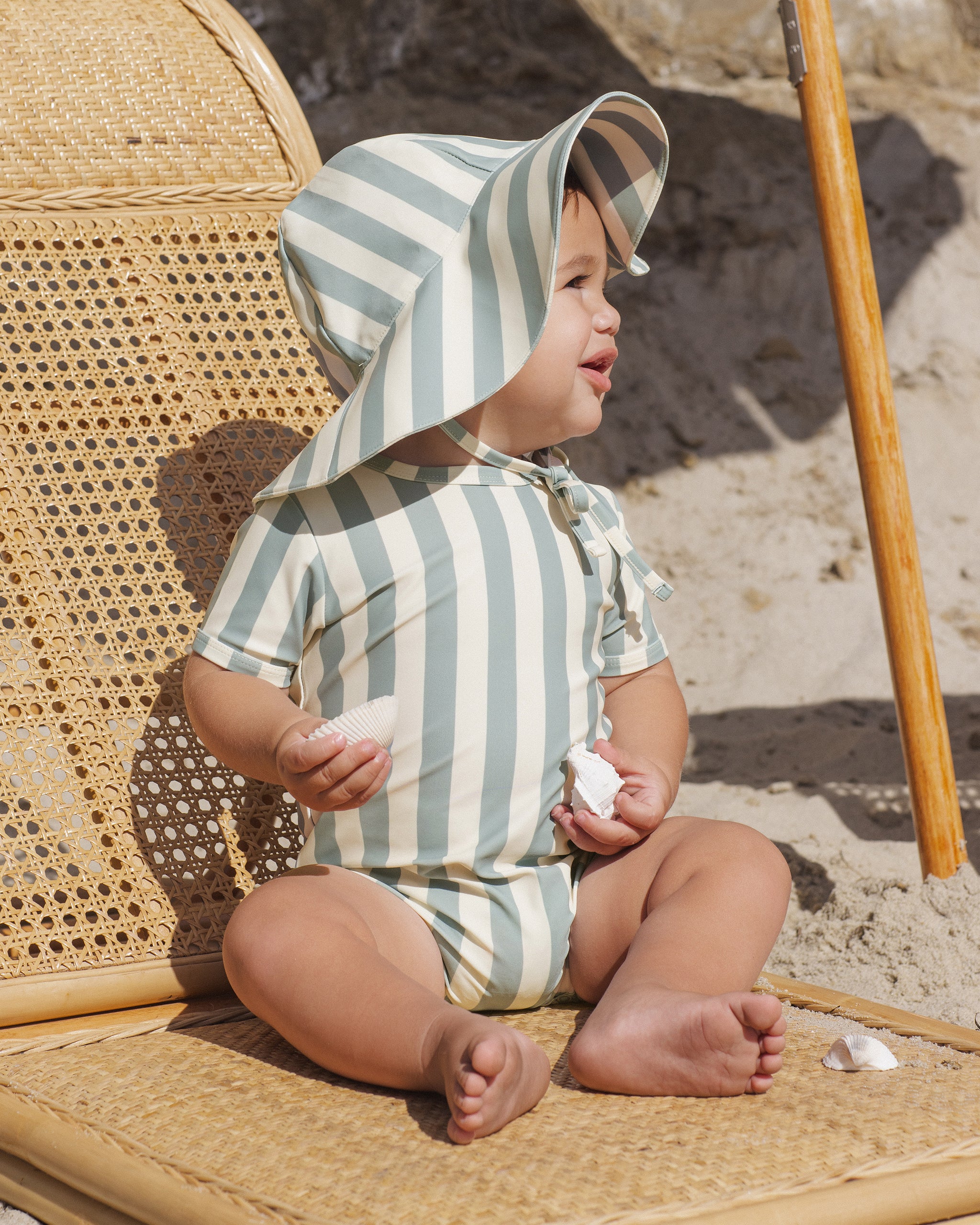 Shorty One-Piece Green Stripe - Rylee + Cru | Kids Clothes | Trendy Baby Clothes | Modern Infant Outfits |