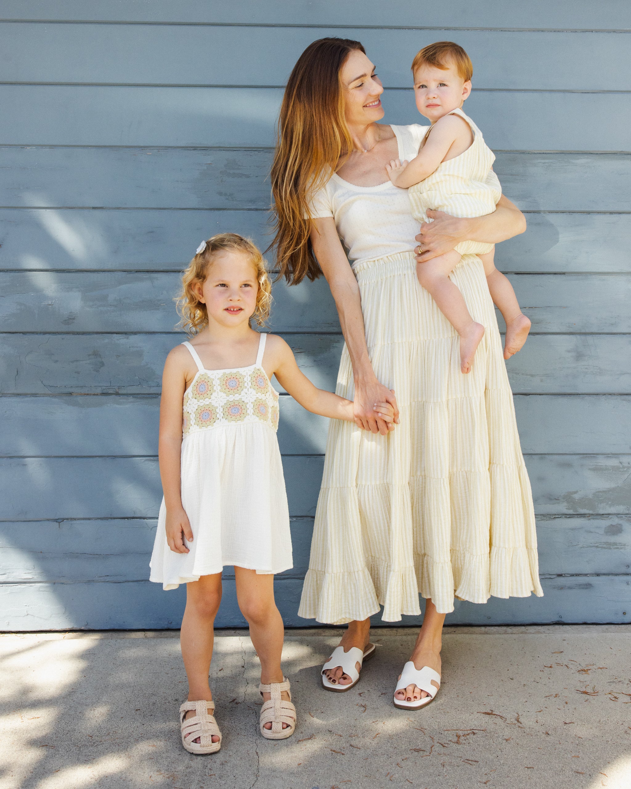 Crochet Sundress Citron Daisy Check - Rylee + Cru | Kids Clothes | Trendy Baby Clothes | Modern Infant Outfits |