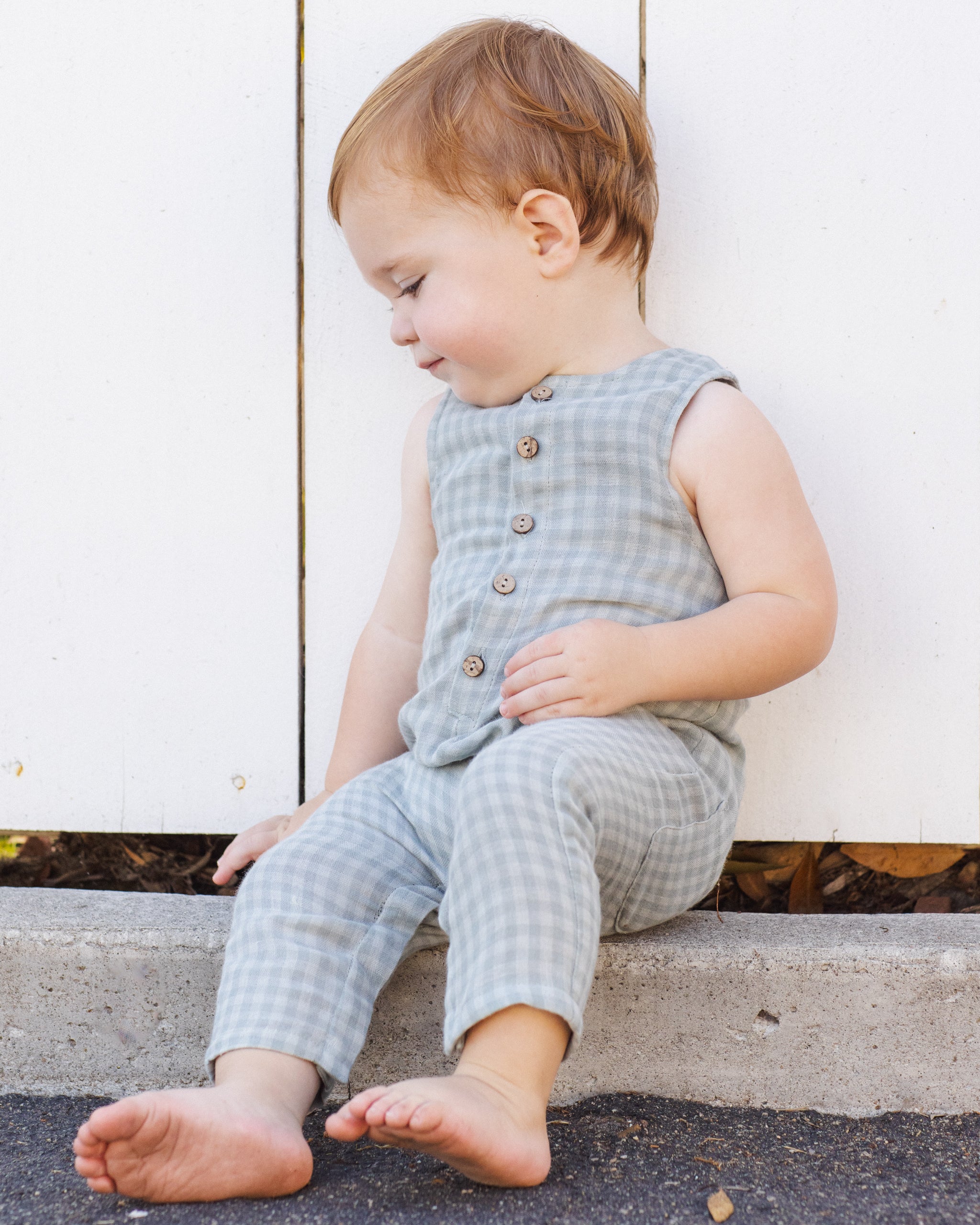 Button Jumpsuit Green Gingham - Rylee + Cru | Kids Clothes | Trendy Baby Clothes | Modern Infant Outfits |