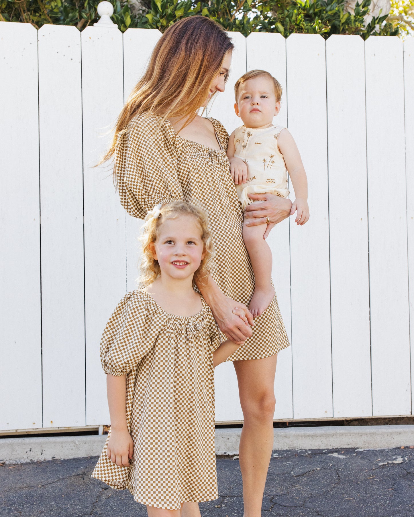 Women's Sabrina Mini Dress Ocre Check - Rylee + Cru | Kids Clothes | Trendy Baby Clothes | Modern Infant Outfits |