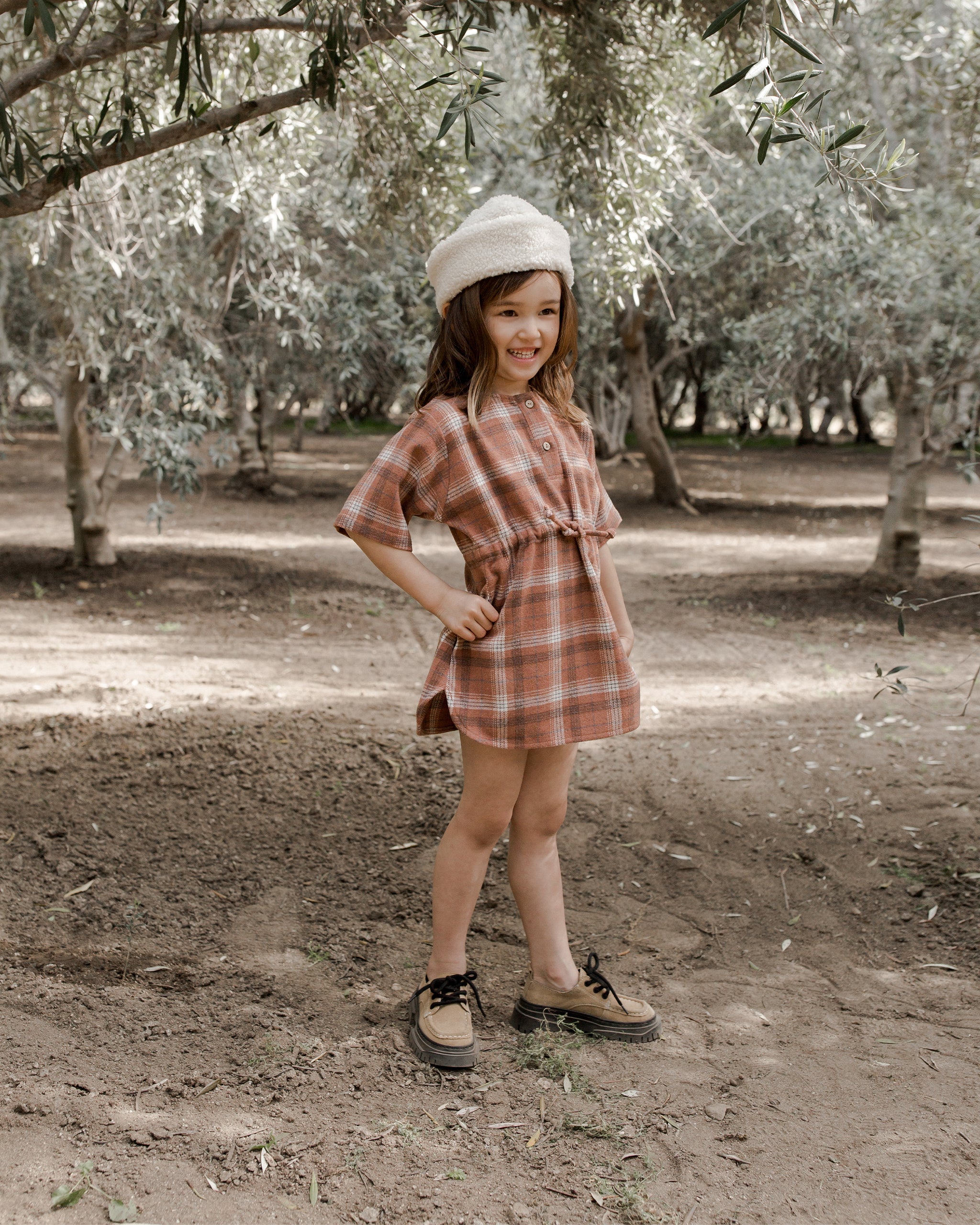 Eleni Dress || Brown Plaid - Rylee + Cru | Kids Clothes | Trendy Baby Clothes | Modern Infant Outfits |