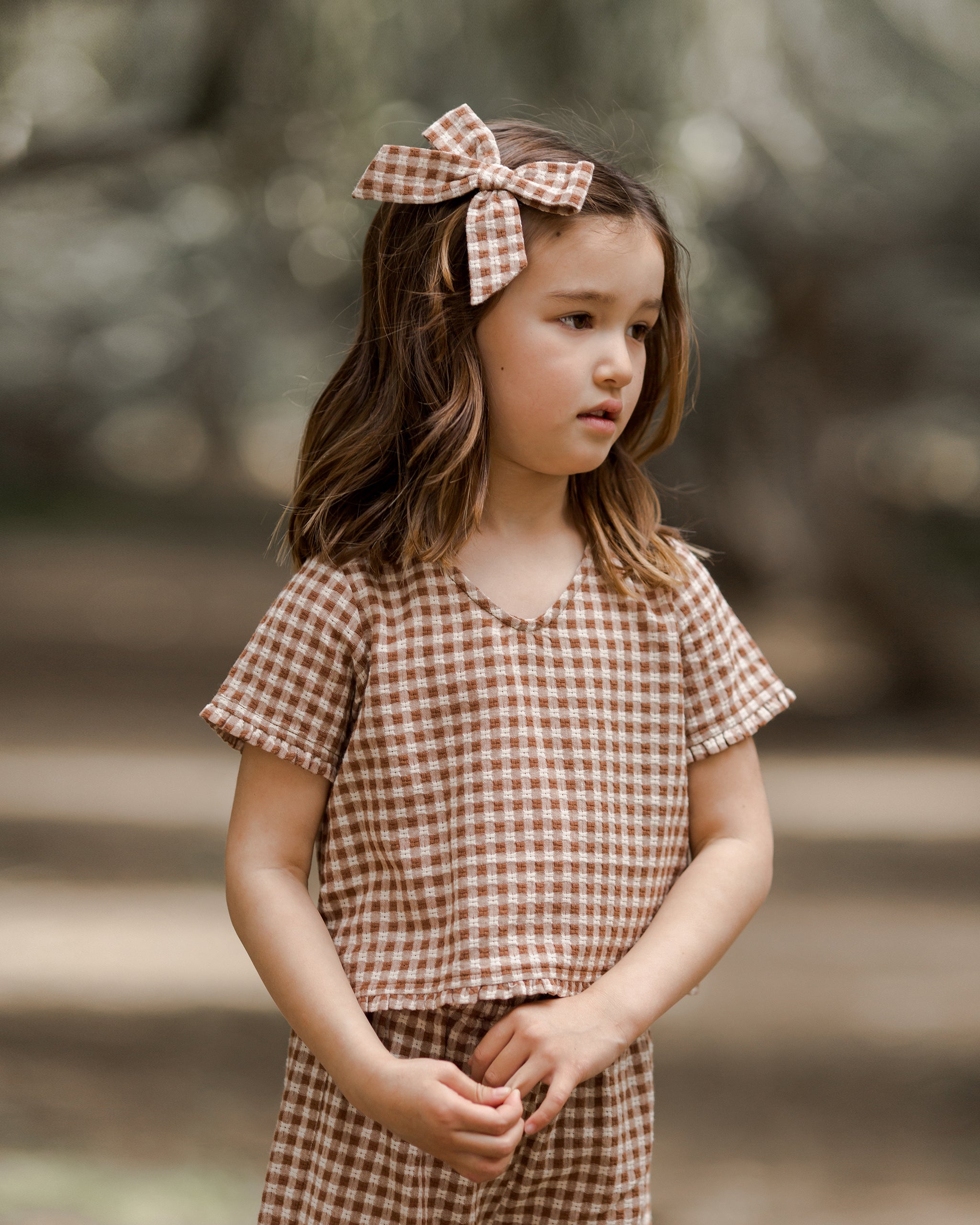 Rory Top || Brown Gingham - Rylee + Cru | Kids Clothes | Trendy Baby Clothes | Modern Infant Outfits |
