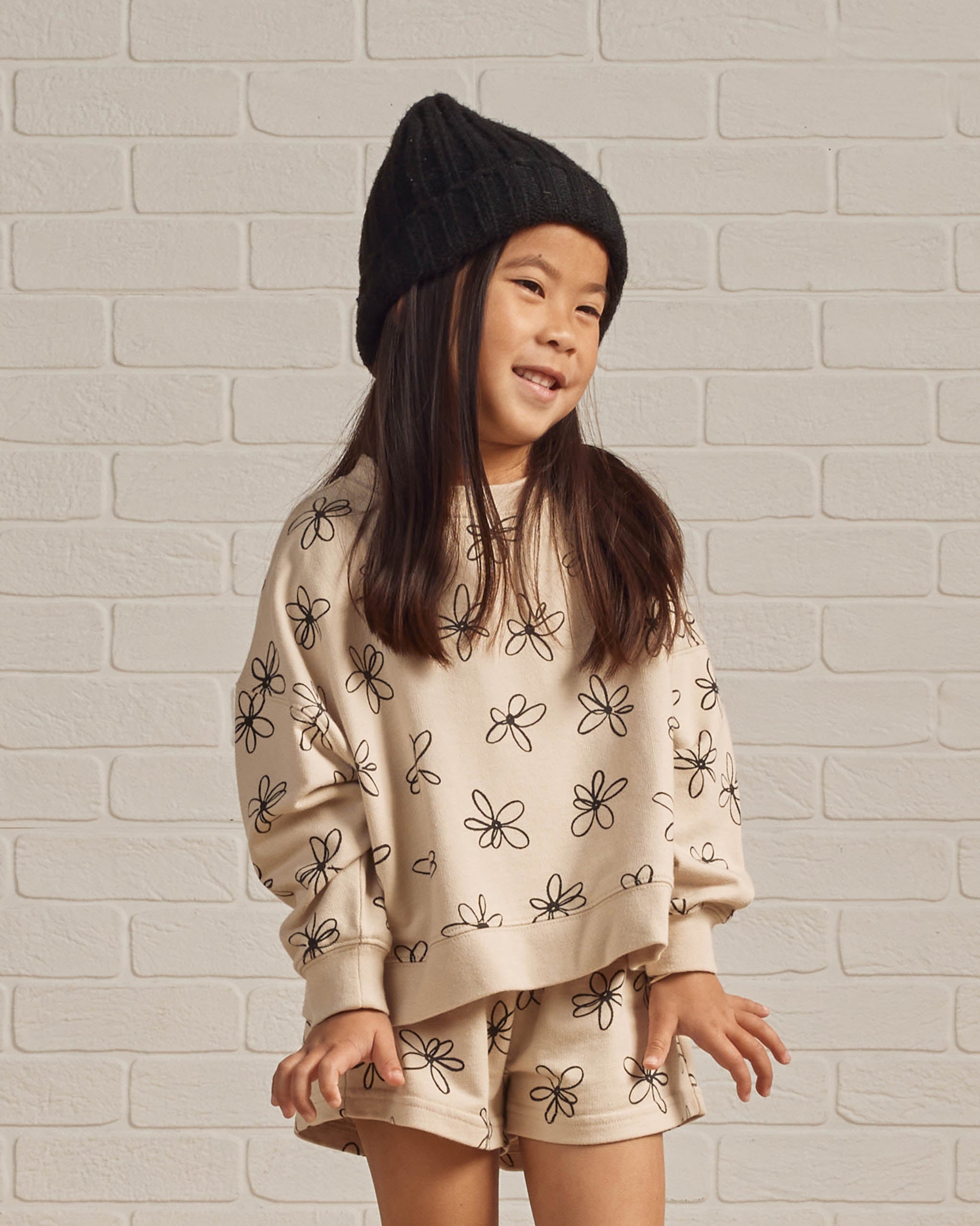 Boxy Pullover || Sketchy Fleur - Rylee + Cru | Kids Clothes | Trendy Baby Clothes | Modern Infant Outfits |
