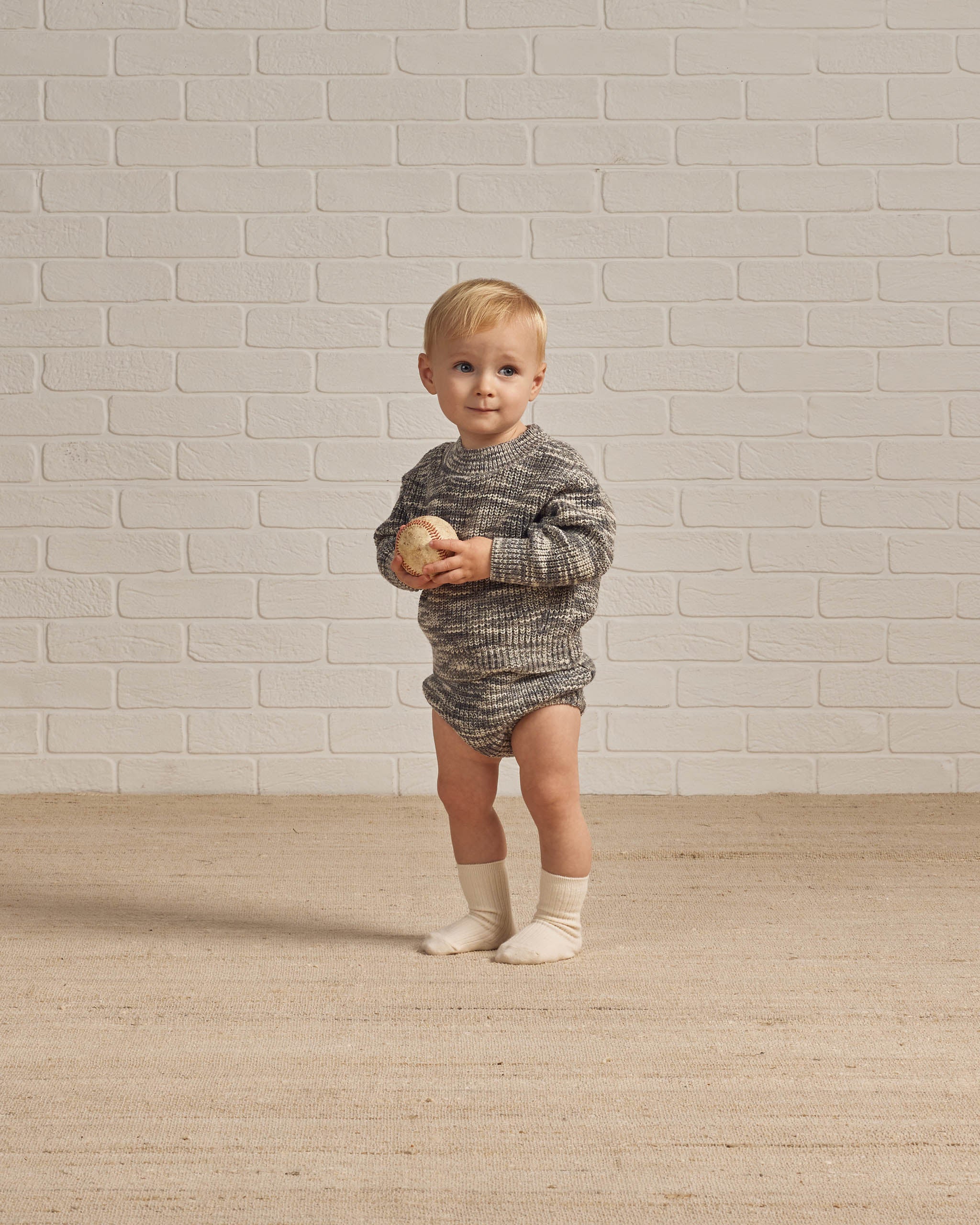 Relaxed Knit Sweater || Heathered Slate - Rylee + Cru | Kids Clothes | Trendy Baby Clothes | Modern Infant Outfits |