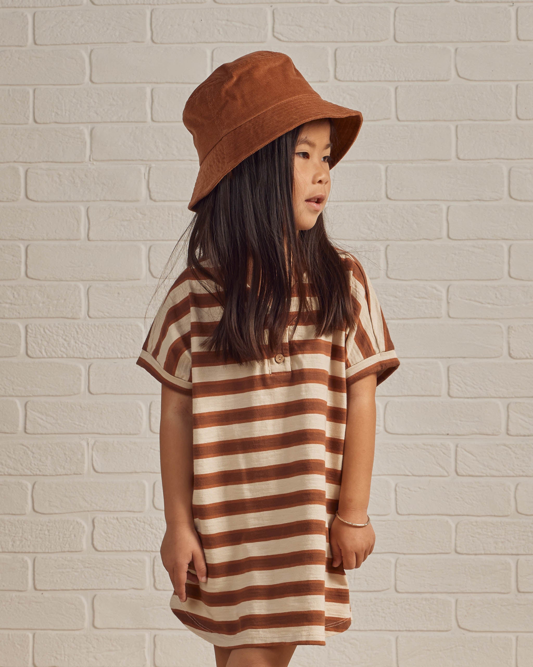 Henley Shirt Dress || Cedar Stripe - Rylee + Cru | Kids Clothes | Trendy Baby Clothes | Modern Infant Outfits |