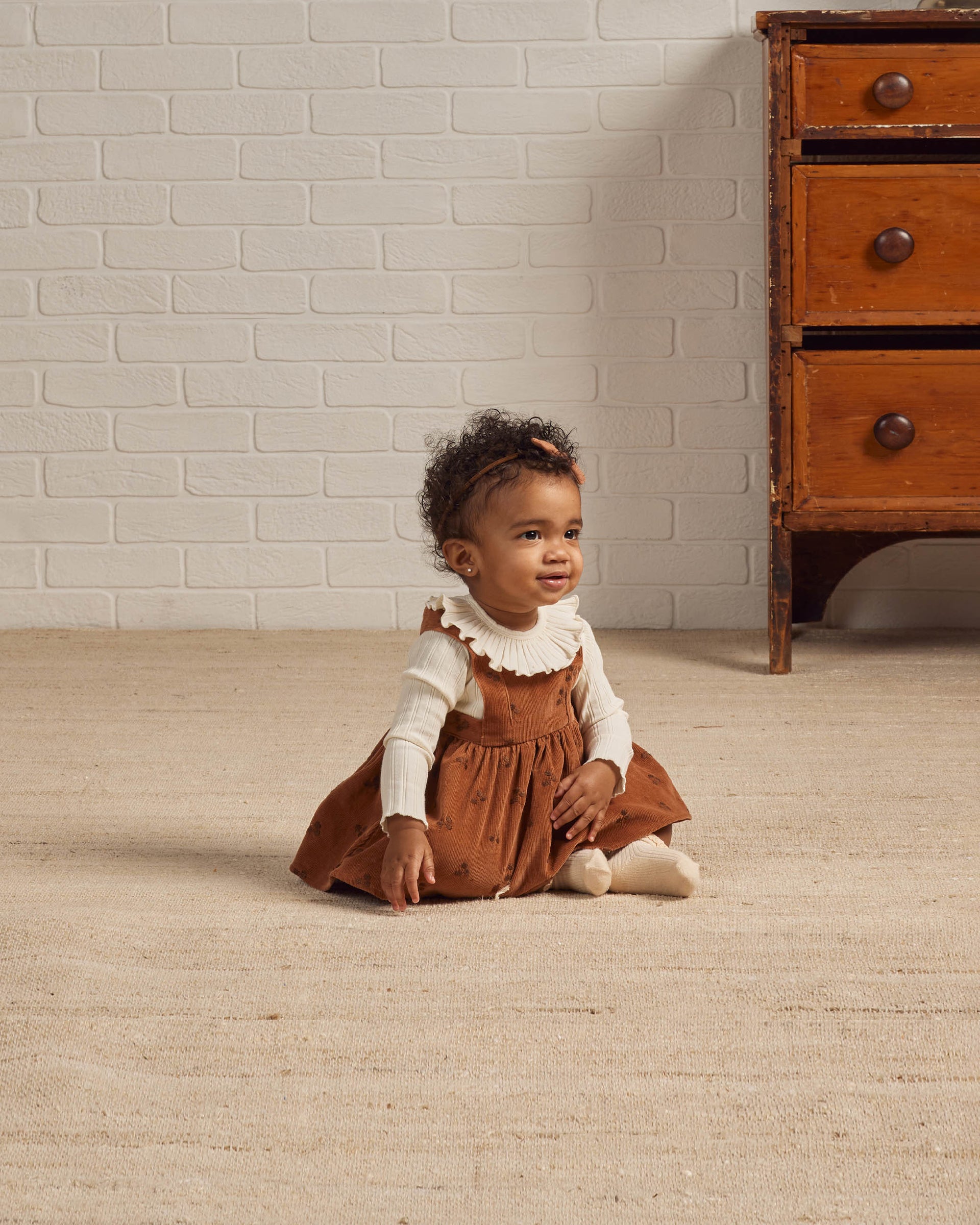 Rylee and Cru AW20- Ruffle Collar Onesie Rib Knit- Cinnamon main image 0