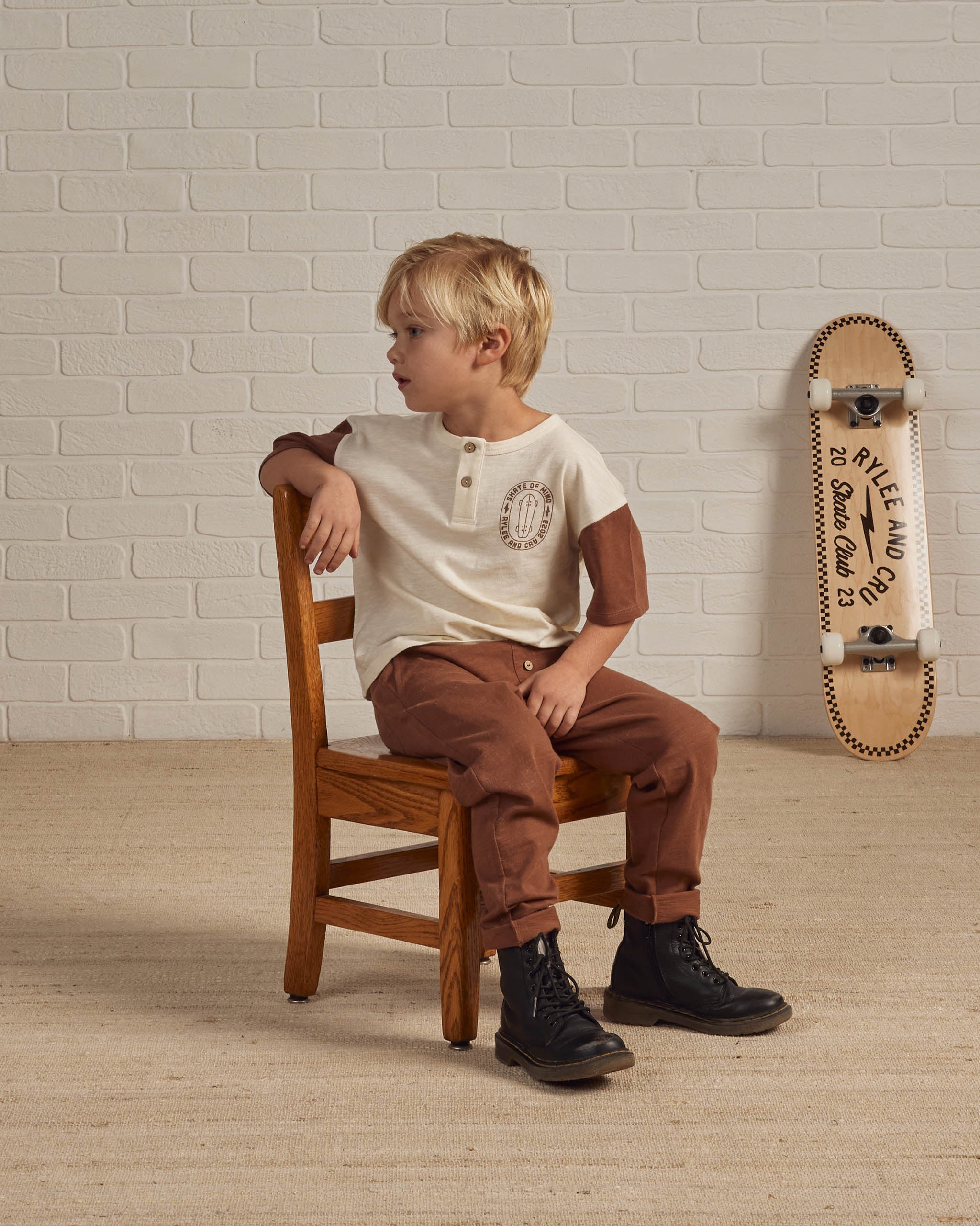 Henley Contrast Tee || Skate Of Mind - Rylee + Cru | Kids Clothes | Trendy Baby Clothes | Modern Infant Outfits |