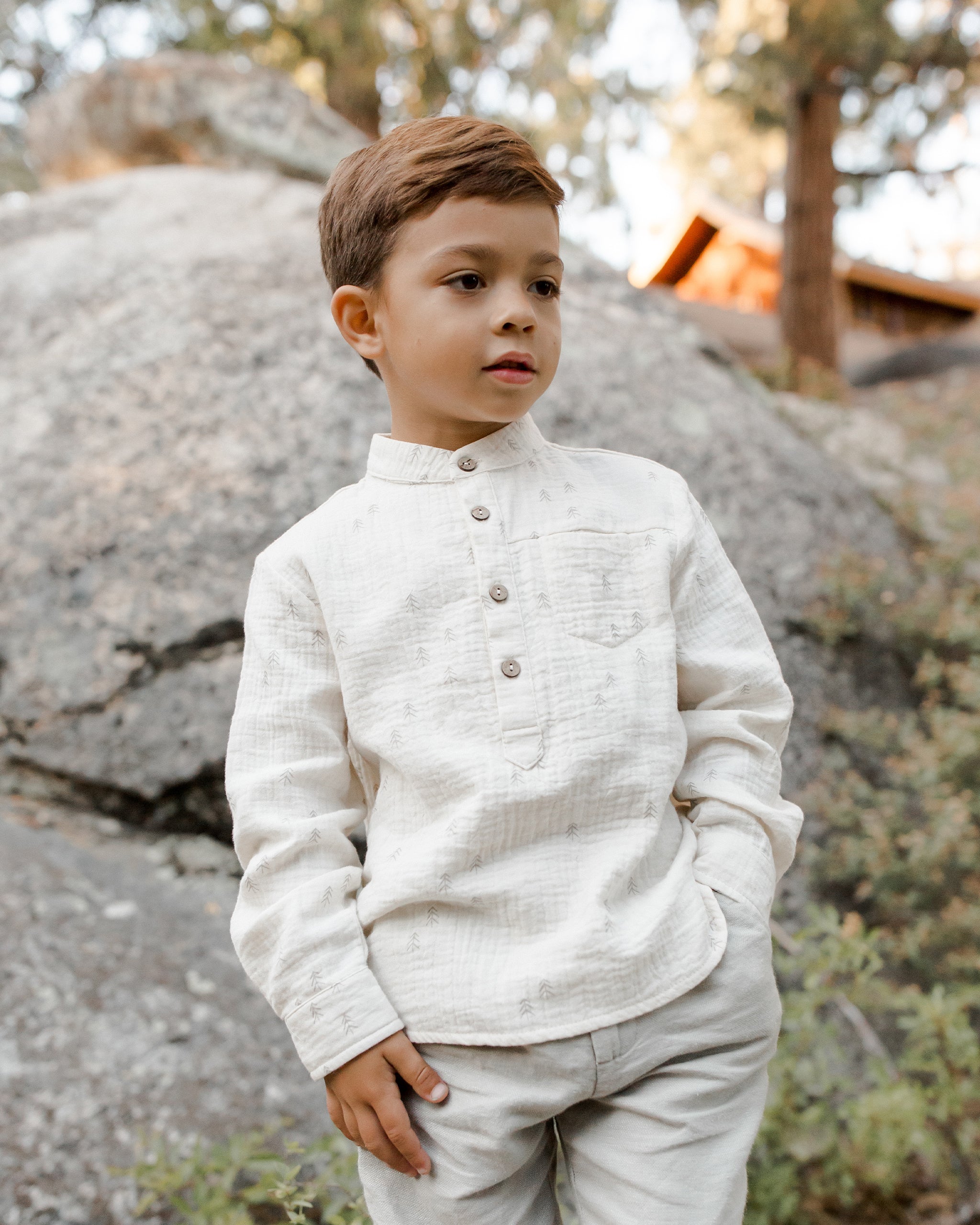 Mason Shirt || Evergreen - Rylee + Cru | Kids Clothes | Trendy Baby Clothes | Modern Infant Outfits |