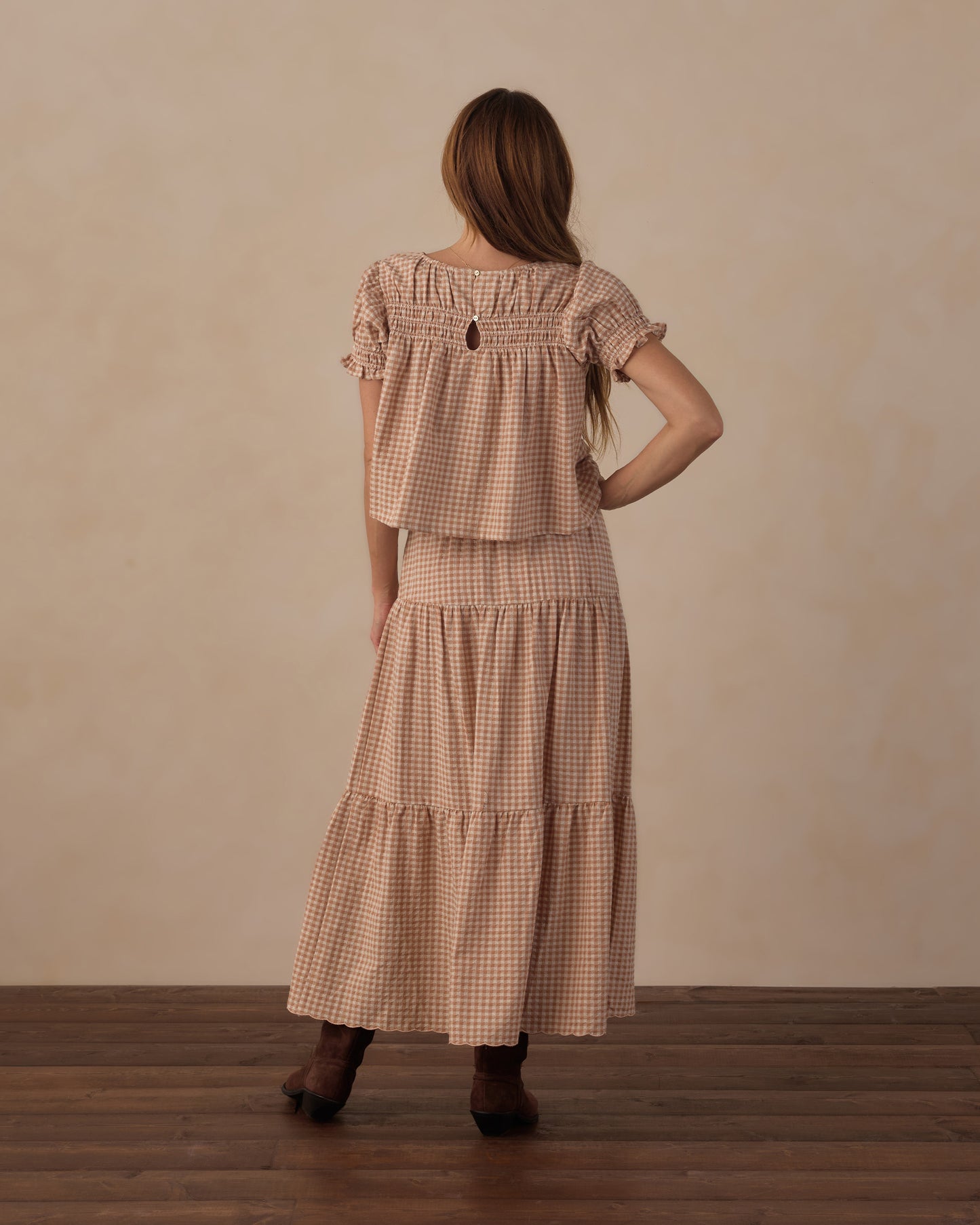 Women's Colette Top Fawn Gingham - Rylee + Cru | Kids Clothes | Trendy Baby Clothes | Modern Infant Outfits |