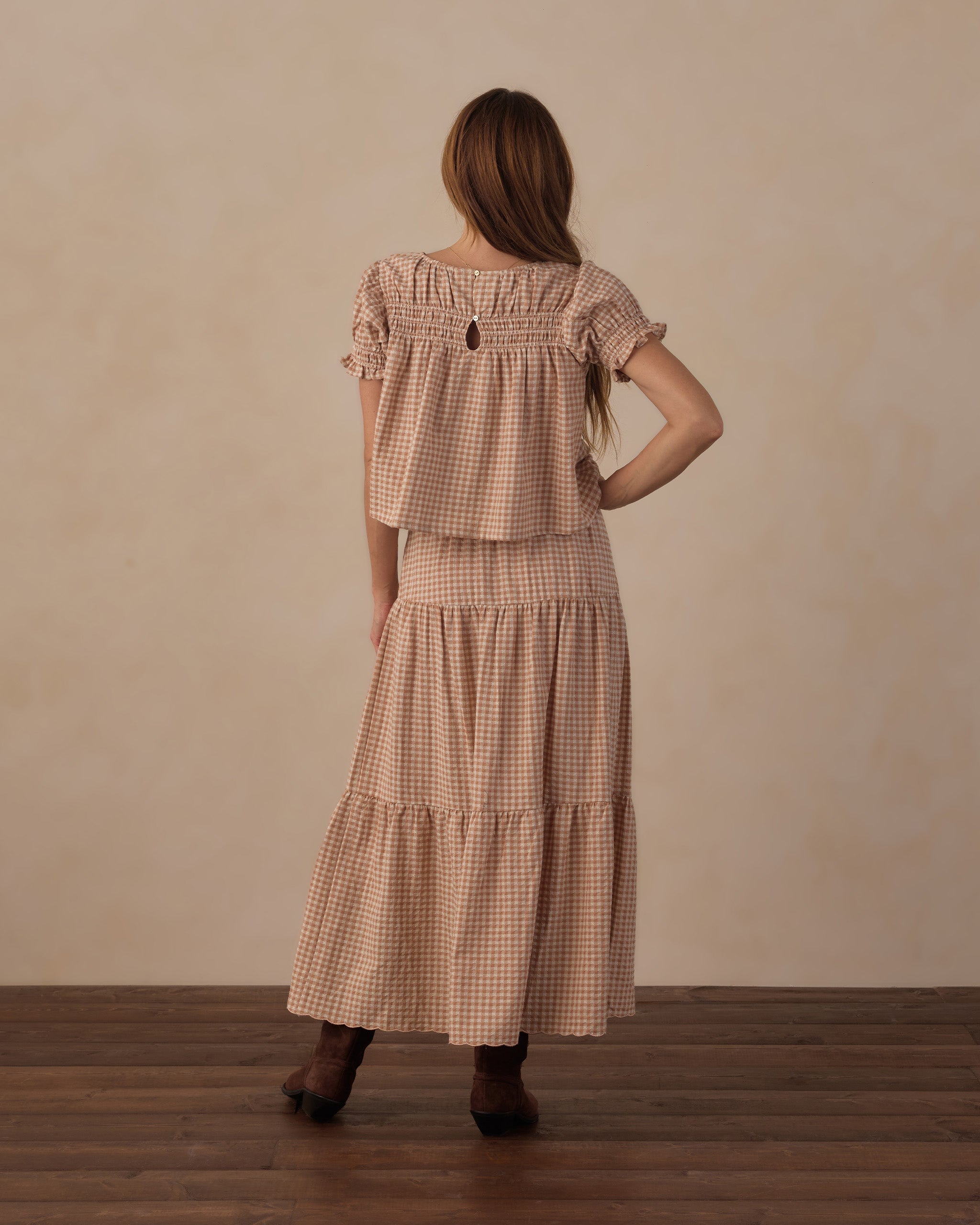 Women's Colette Top Fawn Gingham - Rylee + Cru | Kids Clothes | Trendy Baby Clothes | Modern Infant Outfits |