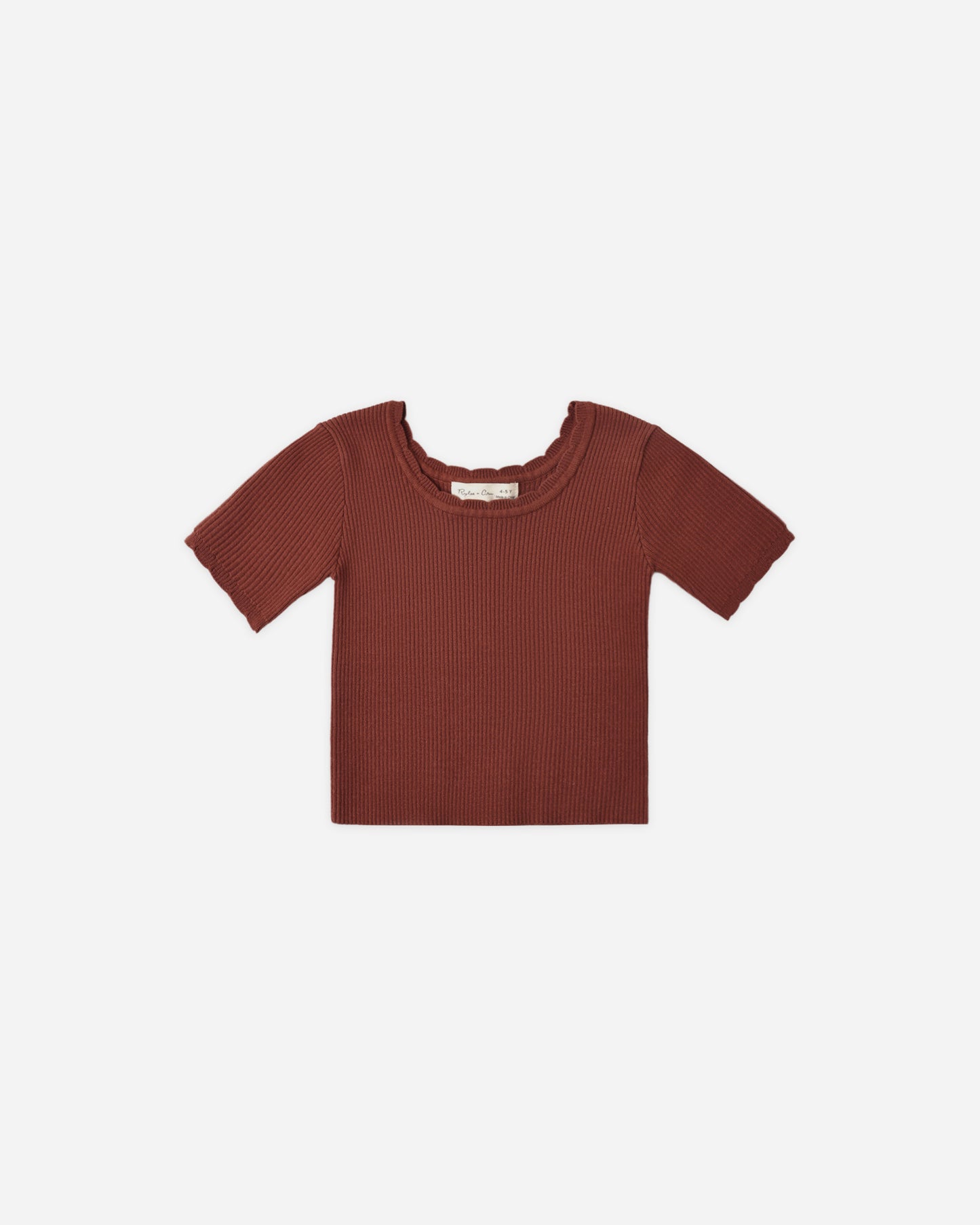 Scallop Tee Brick - Rylee + Cru | Kids Clothes | Trendy Baby Clothes | Modern Infant Outfits |