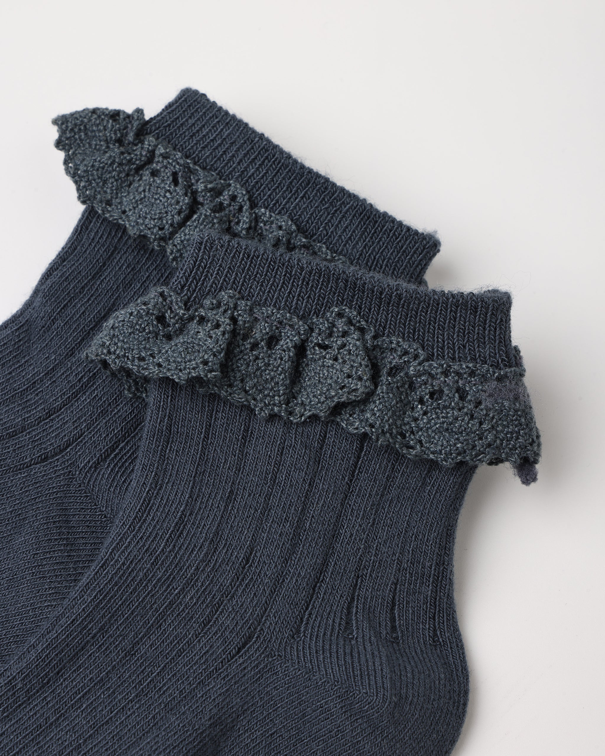Lace Trim Socks, 2-Pack Fawn, Midnight - Rylee + Cru | Kids Clothes | Trendy Baby Clothes | Modern Infant Outfits |