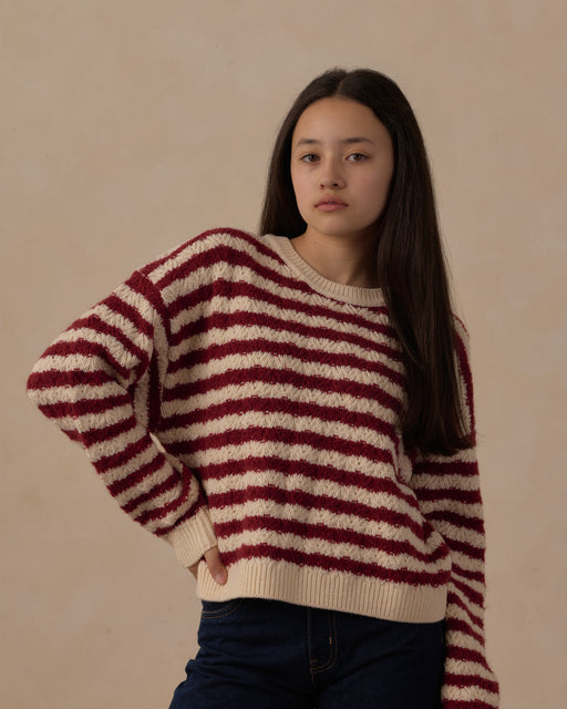 Teen Carolina Sweater Ruby Stripe - Rylee + Cru | Kids Clothes | Trendy Baby Clothes | Modern Infant Outfits |
