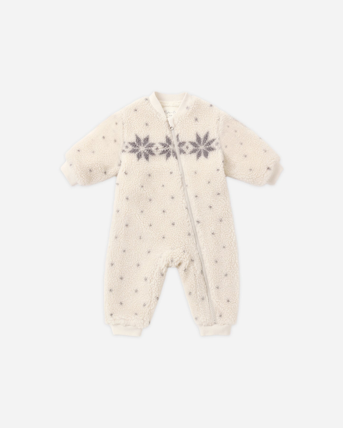 Shearling Baby Jumpsuit Natural Fair Isle - Rylee + Cru | Kids Clothes | Trendy Baby Clothes | Modern Infant Outfits |