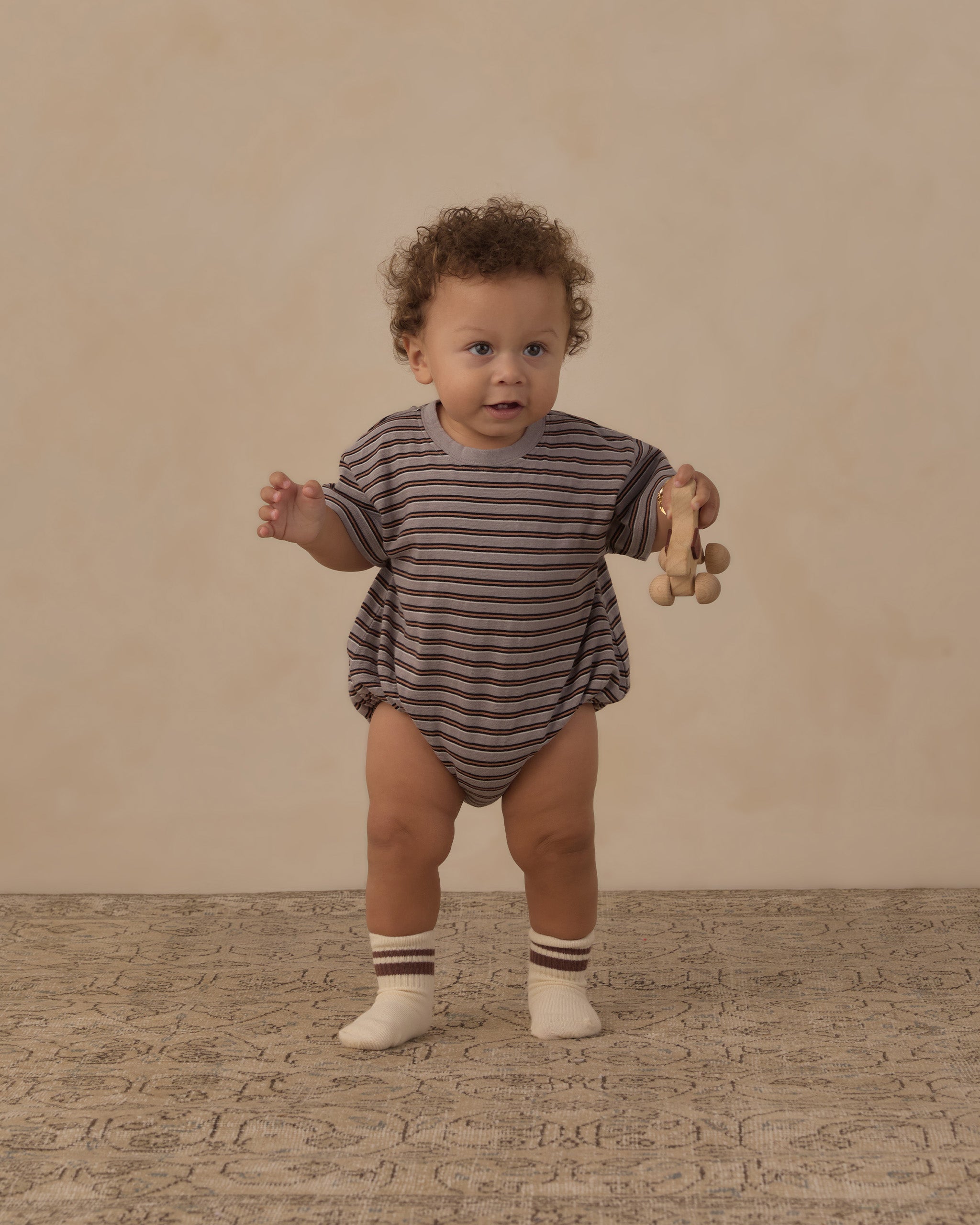 Relaxed Bubble Romper Vintage Stripe - Rylee + Cru | Kids Clothes | Trendy Baby Clothes | Modern Infant Outfits |