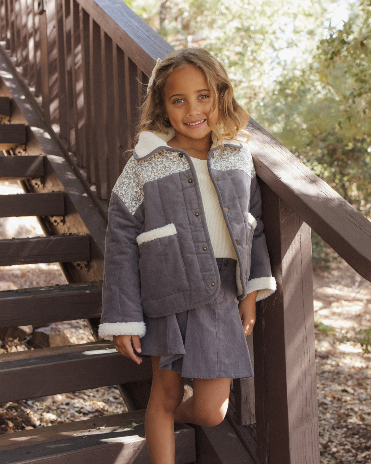 Lily Coat Slate Floral - Rylee + Cru | Kids Clothes | Trendy Baby Clothes | Modern Infant Outfits |