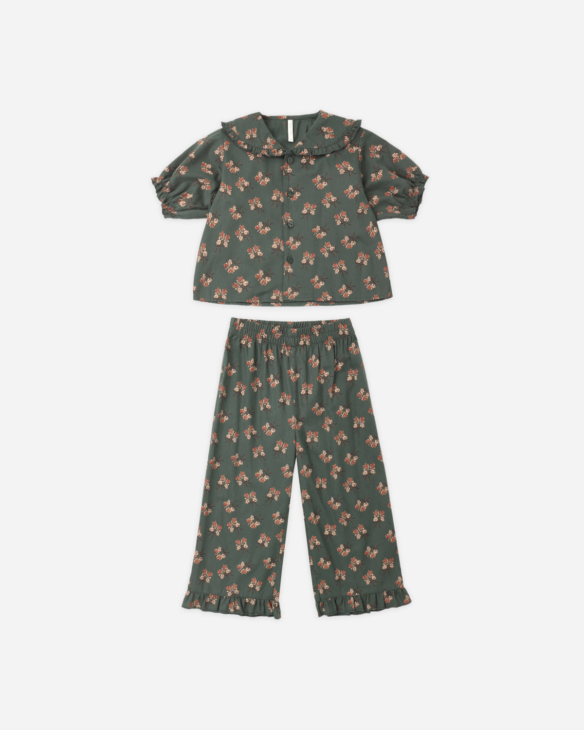 Ruffle Pajamas Evergreen Bouquet - Rylee + Cru | Kids Clothes | Trendy Baby Clothes | Modern Infant Outfits |