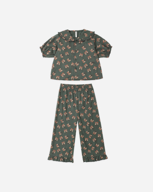 Ruffle Pajamas Evergreen Bouquet - Rylee + Cru | Kids Clothes | Trendy Baby Clothes | Modern Infant Outfits |