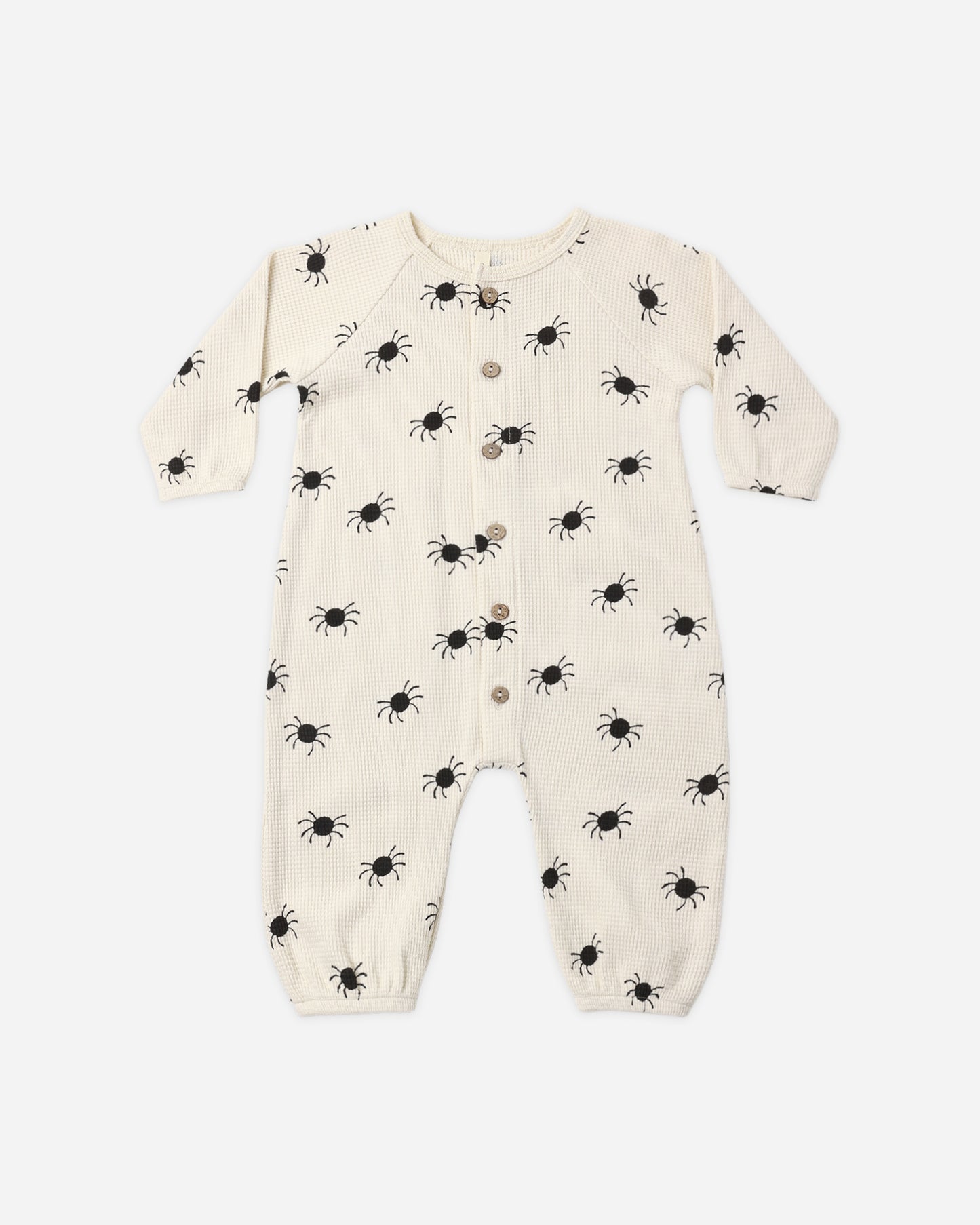 Waffle Long Sleeve Jumpsuit Bitsy Spider - Rylee + Cru | Kids Clothes | Trendy Baby Clothes | Modern Infant Outfits |