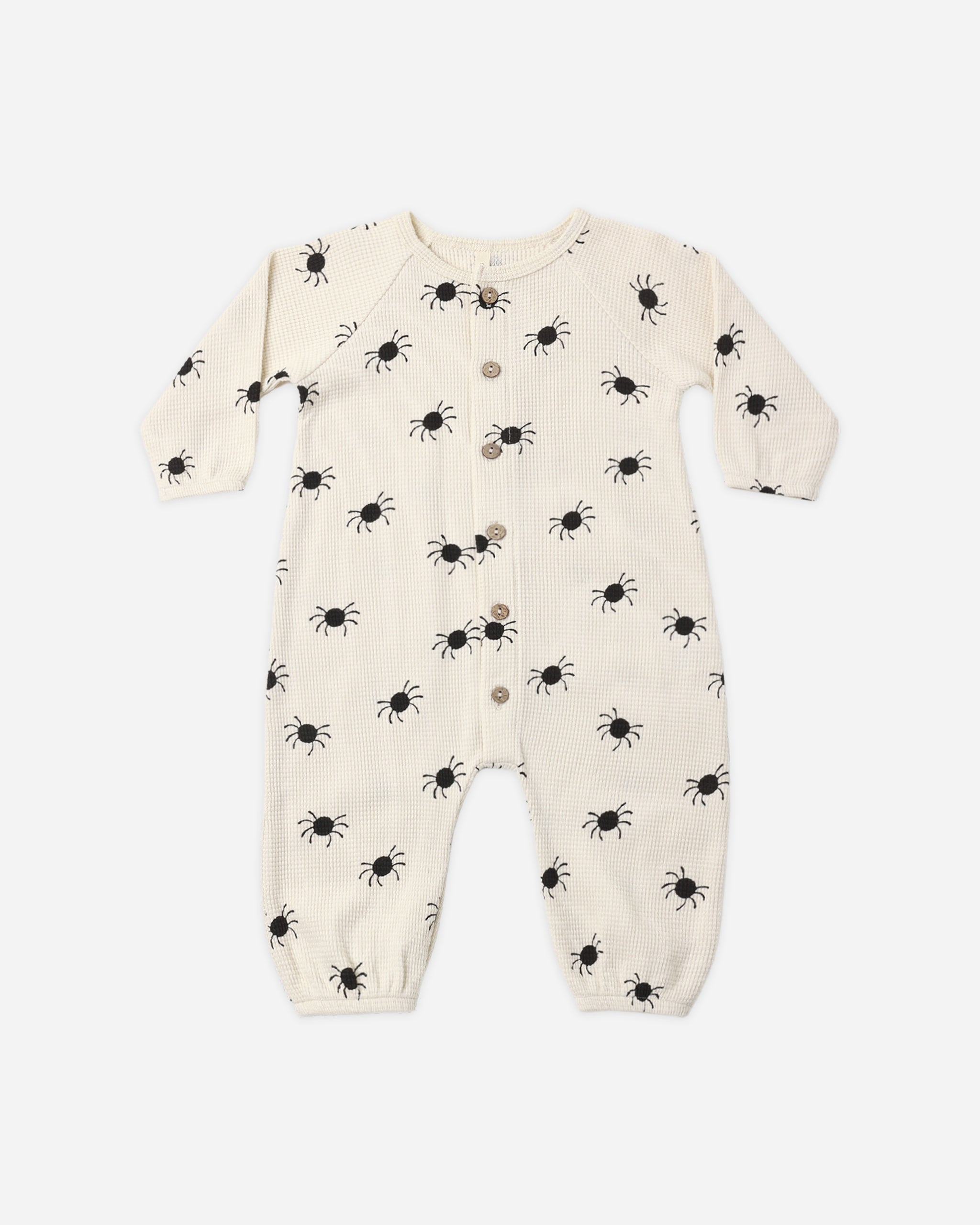 Waffle Long Sleeve Jumpsuit Bitsy Spider - Rylee + Cru | Kids Clothes | Trendy Baby Clothes | Modern Infant Outfits |