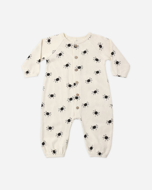 Waffle Long Sleeve Jumpsuit Bitsy Spider - Rylee + Cru | Kids Clothes | Trendy Baby Clothes | Modern Infant Outfits |