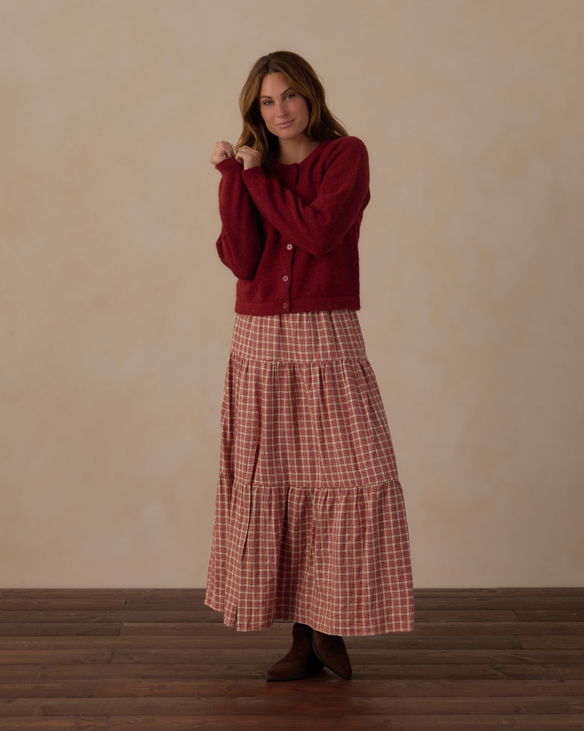 Women's Tiered Midi Skirt Vintage Plaid - Rylee + Cru | Kids Clothes | Trendy Baby Clothes | Modern Infant Outfits |