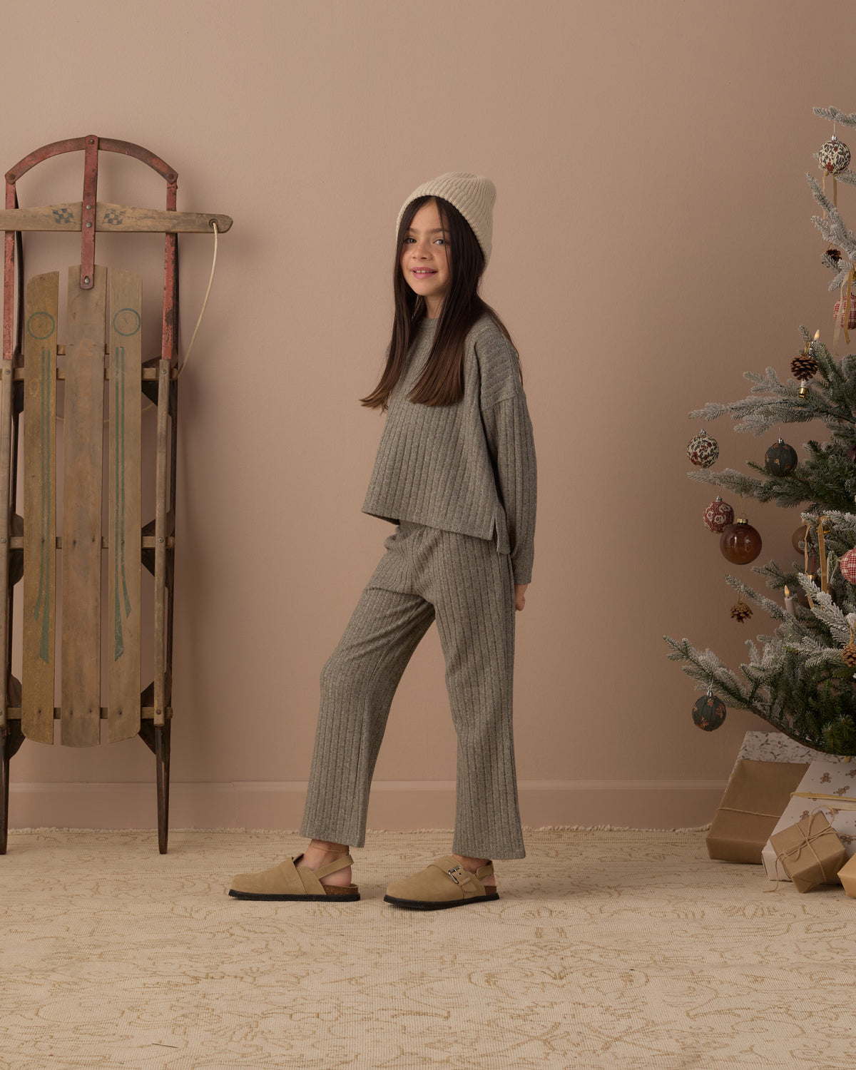 Cozy Rib Knit Set Evergreen - Rylee + Cru | Kids Clothes | Trendy Baby Clothes | Modern Infant Outfits |