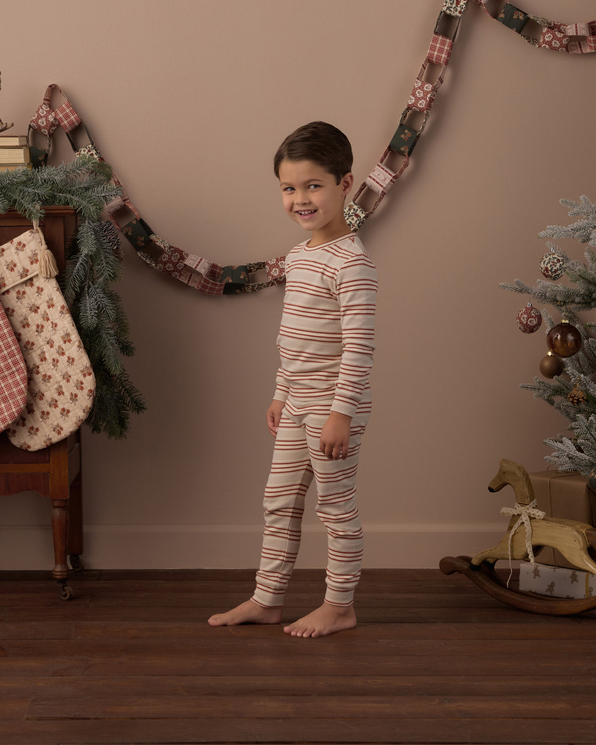 Organic Long Sleeve Pajama Set Holiday Stripe - Rylee + Cru | Kids Clothes | Trendy Baby Clothes | Modern Infant Outfits |