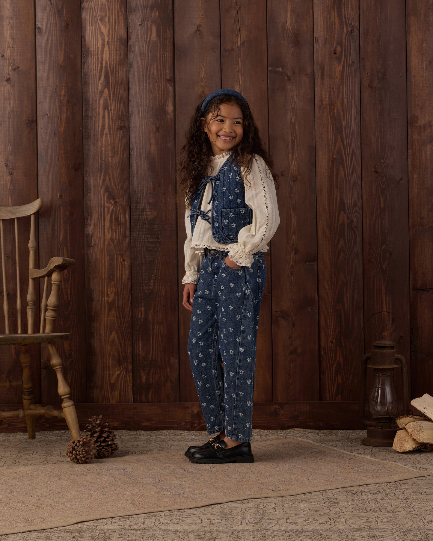 Denim Vest Heart Ditsy - Rylee + Cru | Kids Clothes | Trendy Baby Clothes | Modern Infant Outfits |