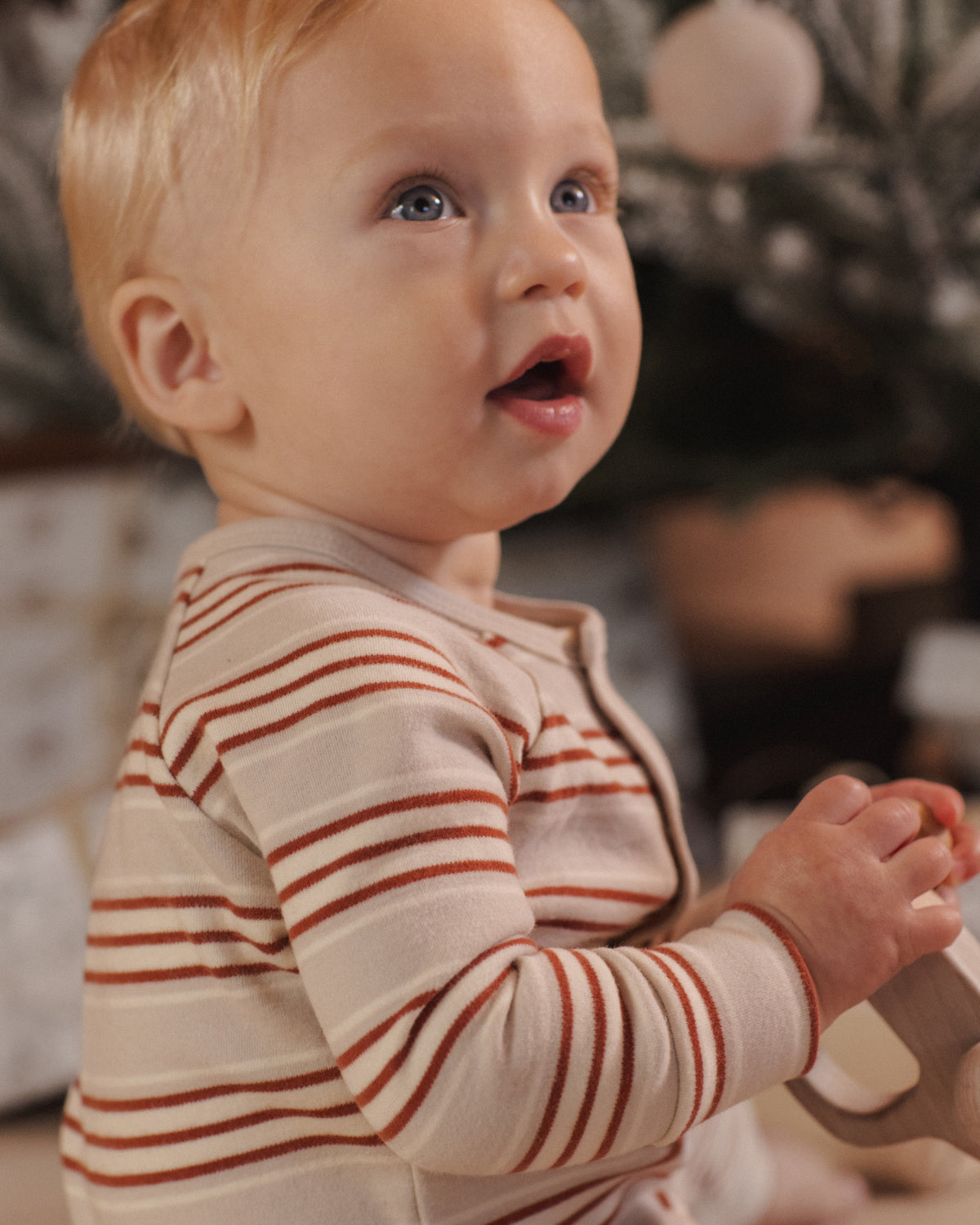 Organic Long John Pajamas Holiday Stripe - Rylee + Cru | Kids Clothes | Trendy Baby Clothes | Modern Infant Outfits |