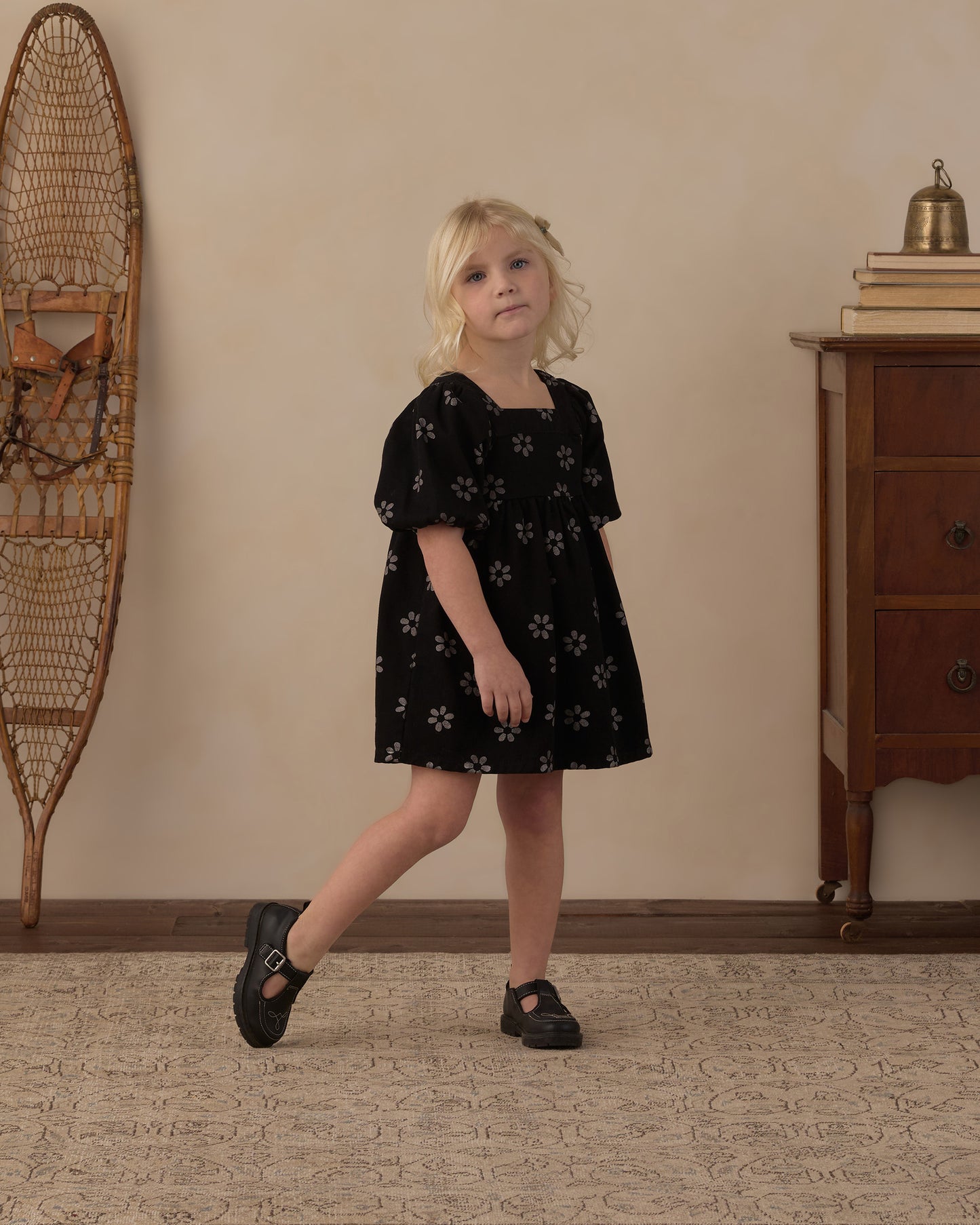 Gretta Babydoll Dress Black Daisy - Rylee + Cru | Kids Clothes | Trendy Baby Clothes | Modern Infant Outfits |