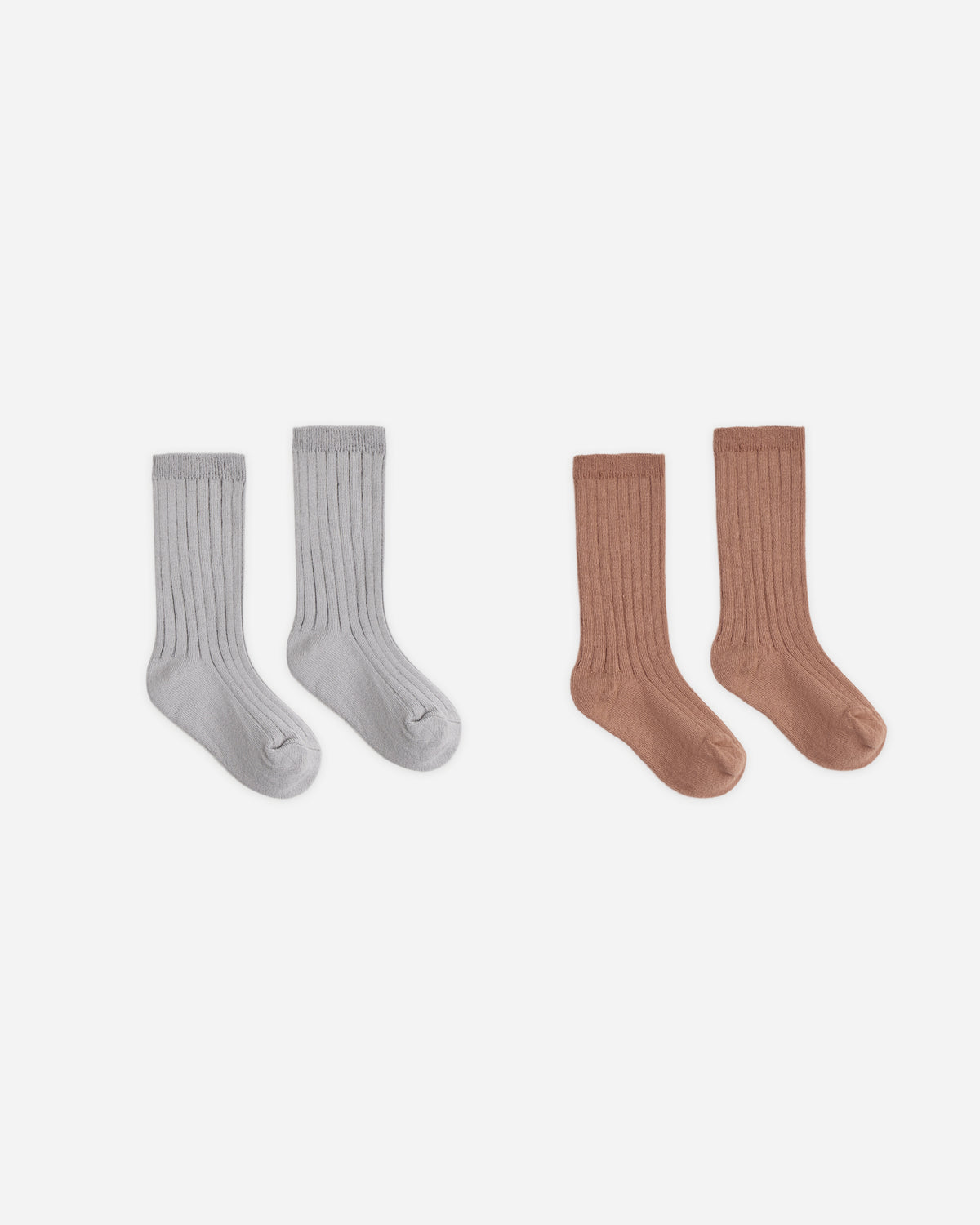 Ribbed Socks, 2-Pack Clay, Dusty Blue - Rylee + Cru | Kids Clothes | Trendy Baby Clothes | Modern Infant Outfits |